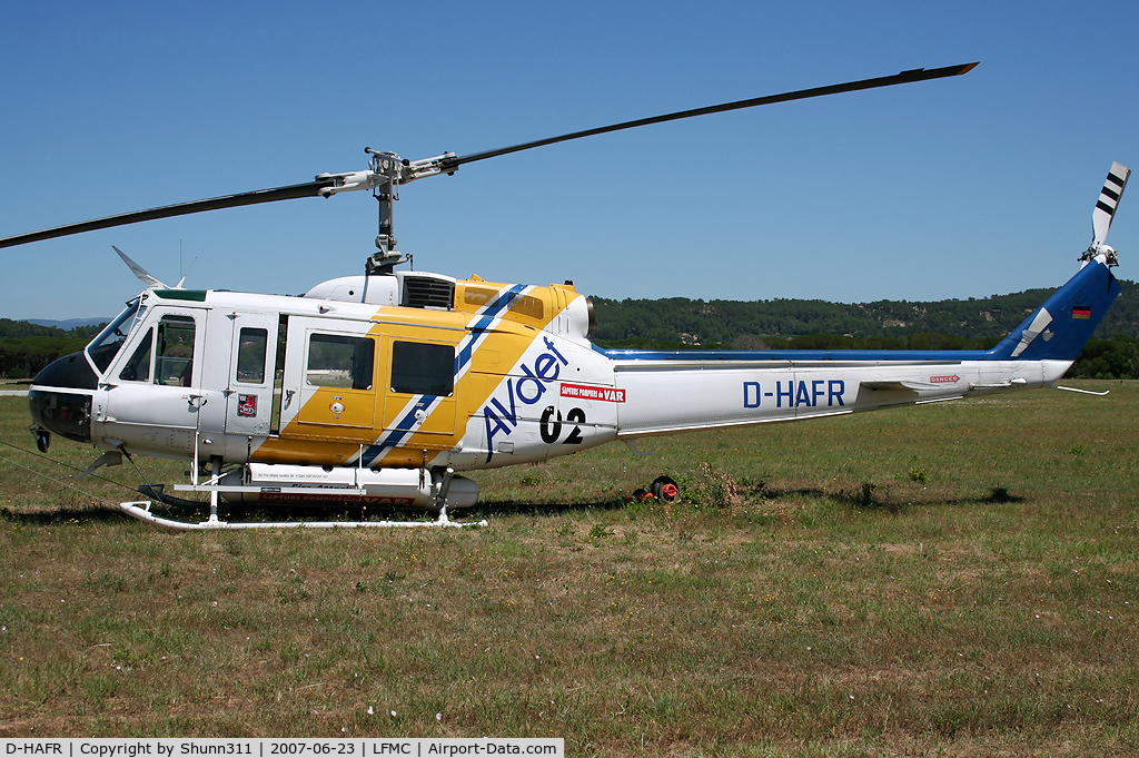 D-HAFR, Bell 205A-1 C/N 30318, Parked here before the show... Leased to increase as a forest fire surveyor