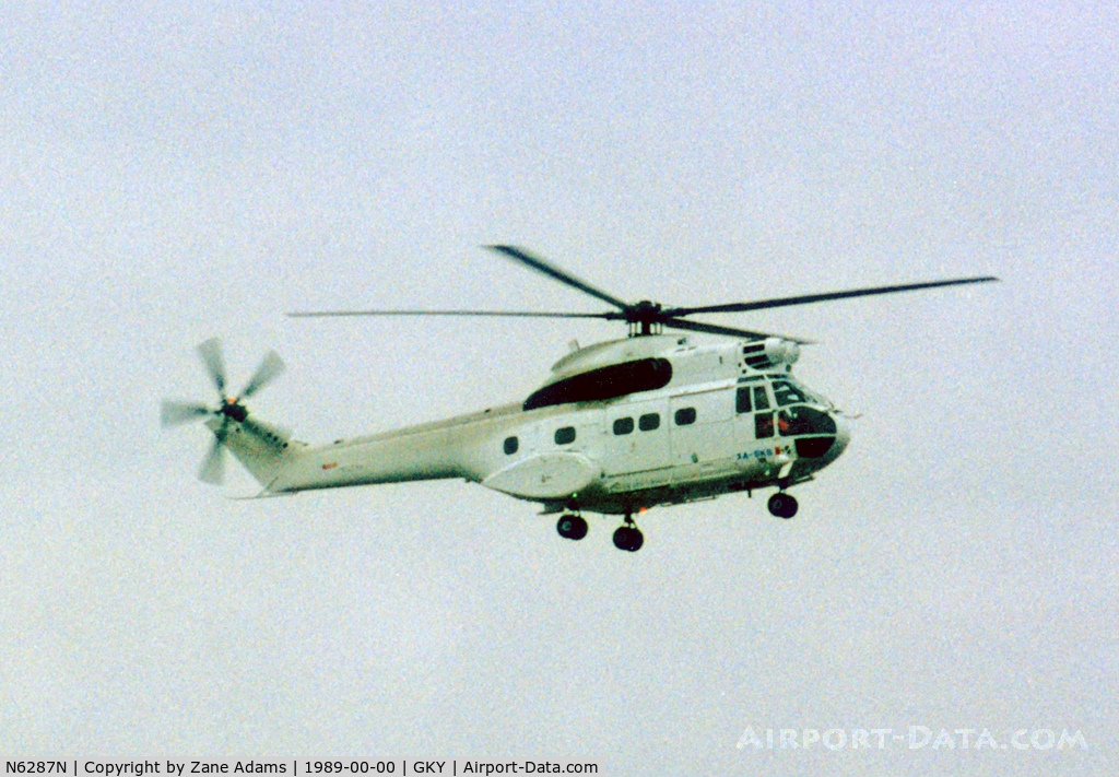N6287N, Aerospatiale SA-330J Puma C/N 1623, Registered as XA-SKS - Mexican Puma overflight of Arlington Muni @ 1989
