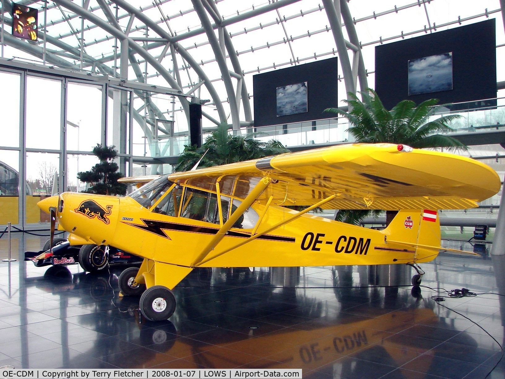 OE-CDM, Piper PA-18-150 Super Cub C/N 1809019, One of the very last Piper Cubs ever built and now displayed at the Hangar 7 Museum , Salzburg Airport