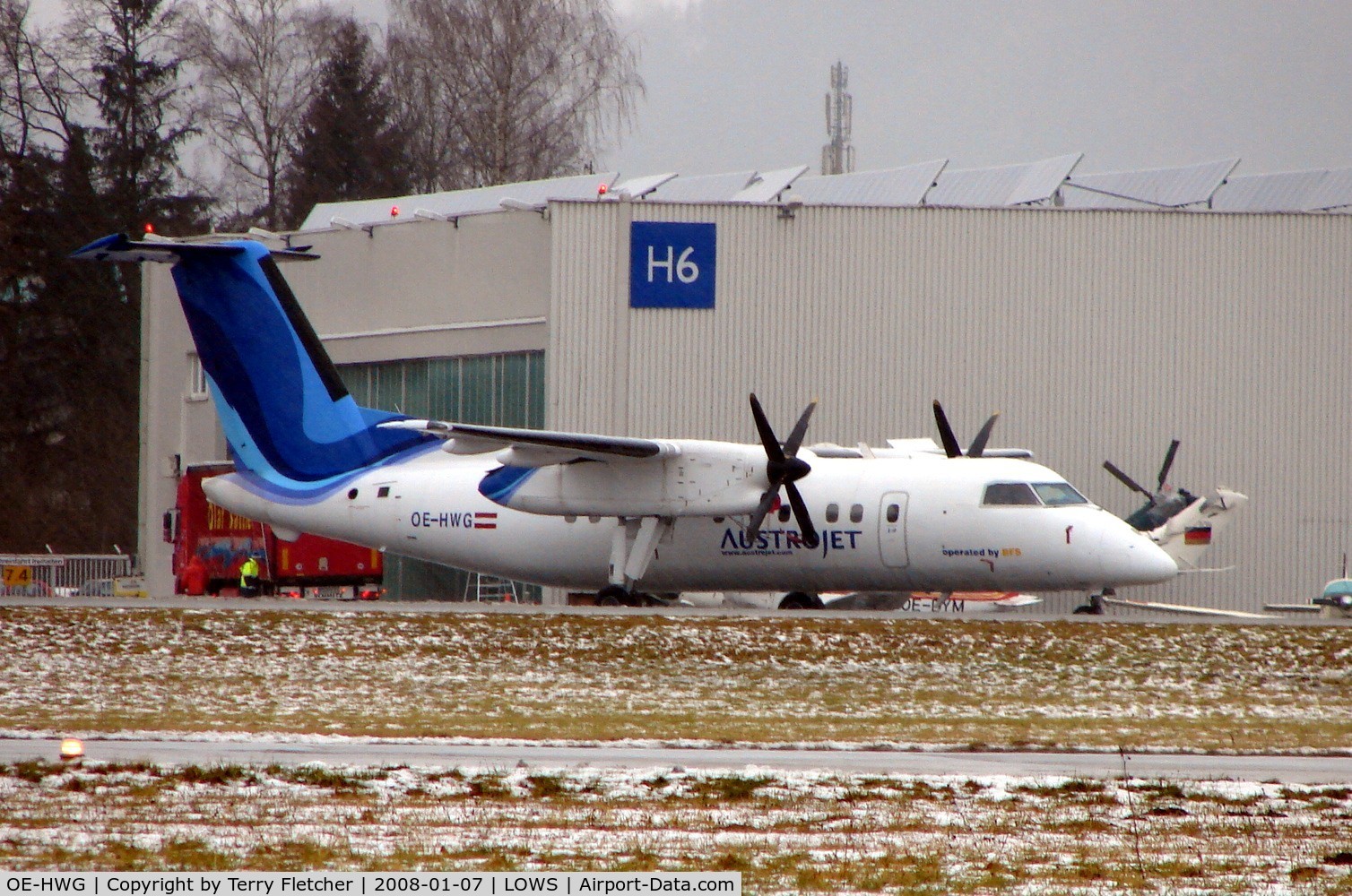 OE-HWG, 1991 De Havilland Canada DHC-8-102 Dash 8 C/N 289, Austojet's dash 8 at its Salzburg base