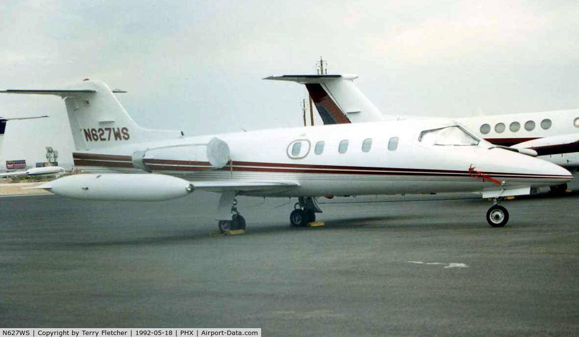 N627WS, Gates Learjet 25B C/N 170, This aircraft was pictured at Phoenix in 1992 - it was subsequently written off in a fatal crash at Houston in 1998