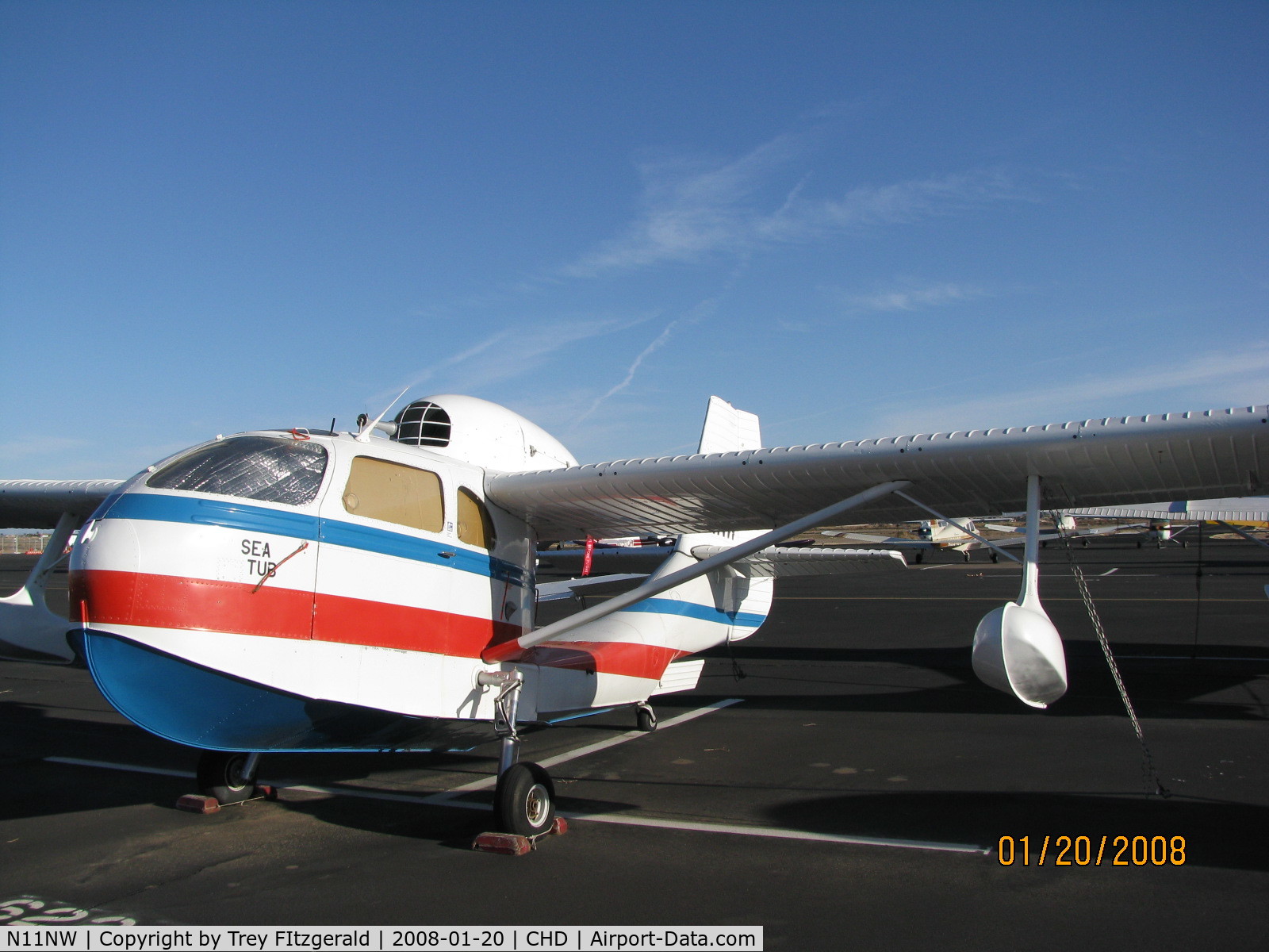 N11NW, 1947 Republic RC-3 Seabee Seabee C/N 779, The Seabee on firm land at Chandler airport.  KCHD