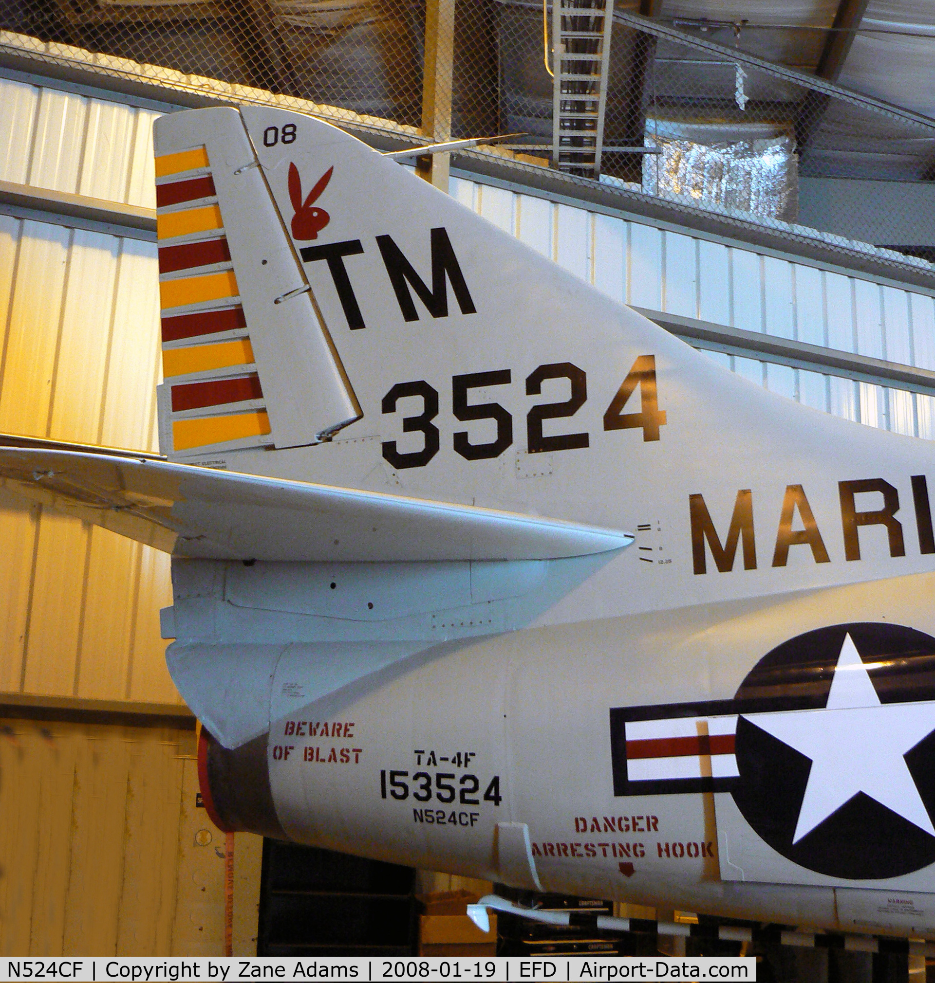 N524CF, 1967 Douglas TA-4F Skyhawk C/N 13590, Collings Foundation TA-4J in the hanger at Ellington Field