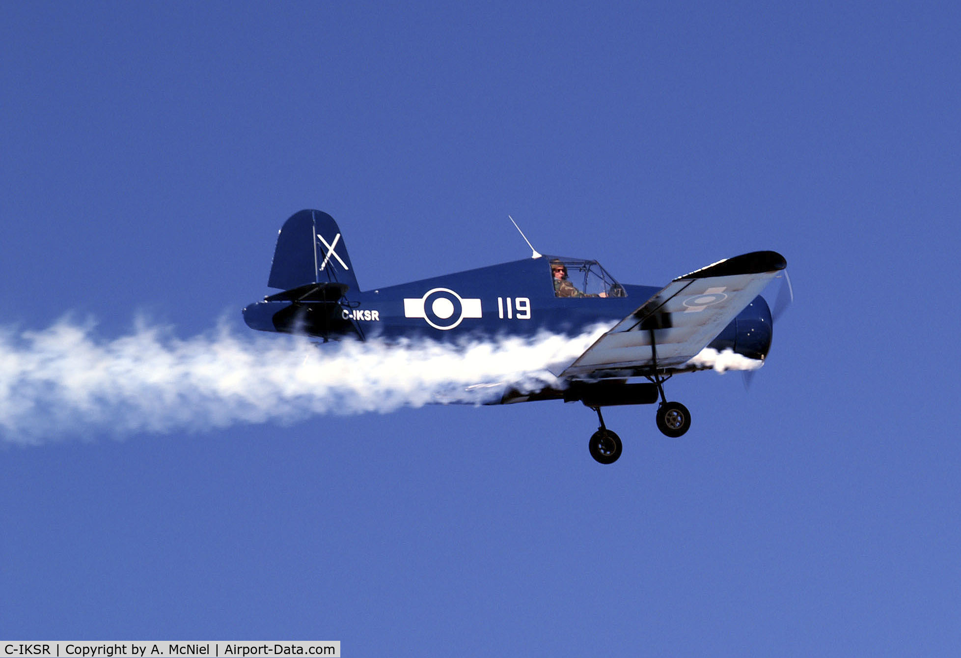C-IKSR, 2005 WAR Vought F4U Corsair C/N 001, In flight with smoke