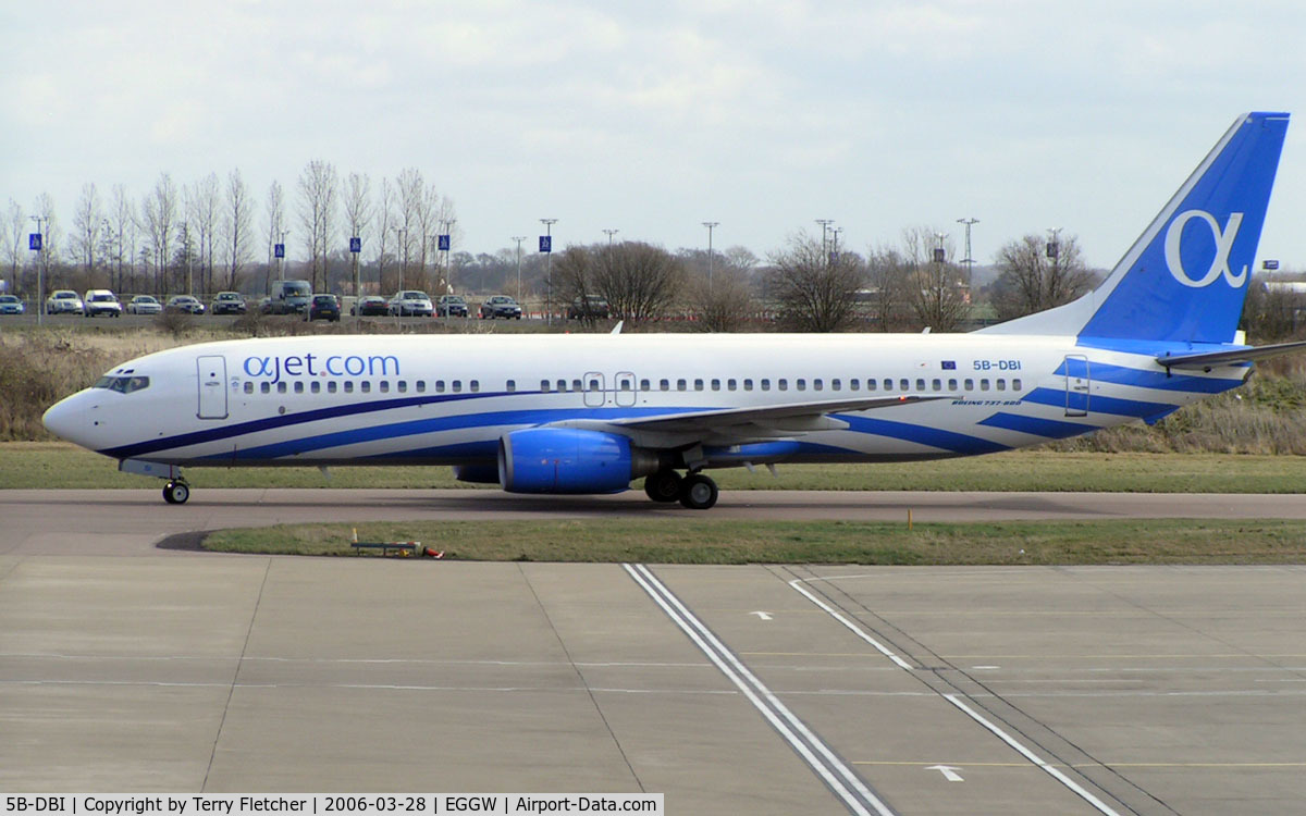 5B-DBI, 2001 Boeing 737-86N C/N 30807, Former Helios Aircraft in new guise as Ajet at Luton in March 2006