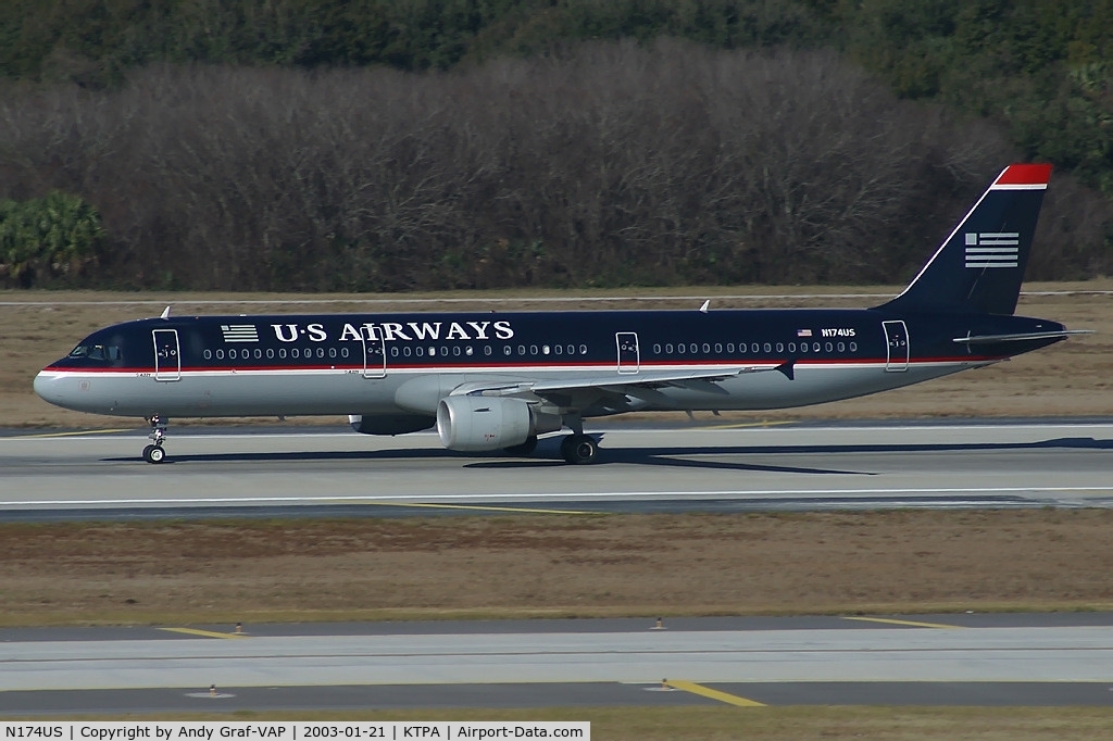 N174US, 2001 Airbus A321-211 C/N 1492, US Airways A321