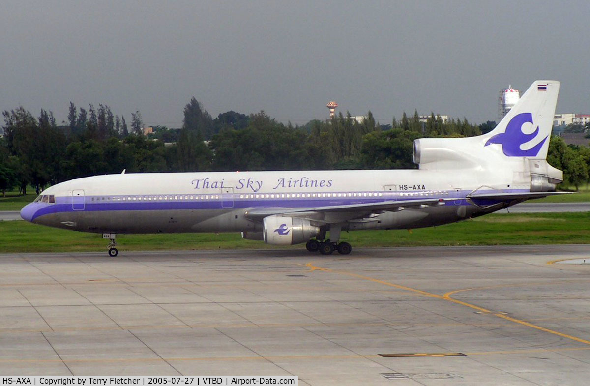 HS-AXA, 1977 Lockheed L-1011-385-1 TriStar 1 C/N 193C-1147, This aircraft spent its first 20 years operating as N722DA for Delta , this was followed by 6 years of storage at Victorville before resurfacing with Thai Sky