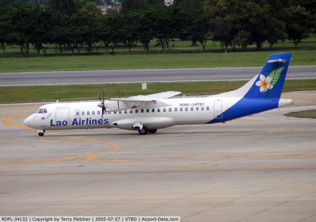 RDPL-34132, 1993 ATR 72-202 C/N 396, An exotic registration on a colouful aircraft in Lao airlines livery at Bangkok in 2005