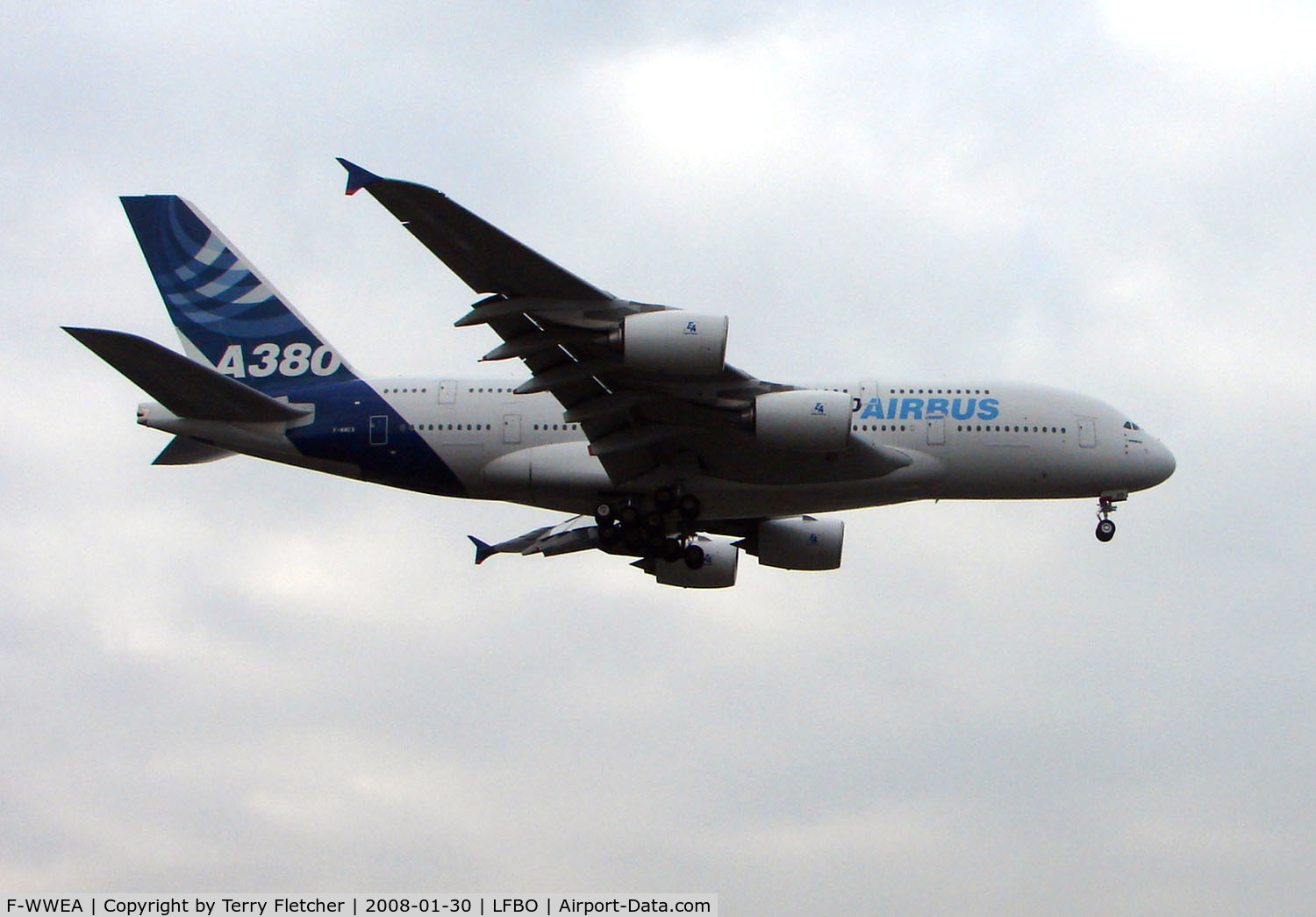 F-WWEA, 2006 Airbus A380-861 C/N 009, Test flying at its Toulouse base in France