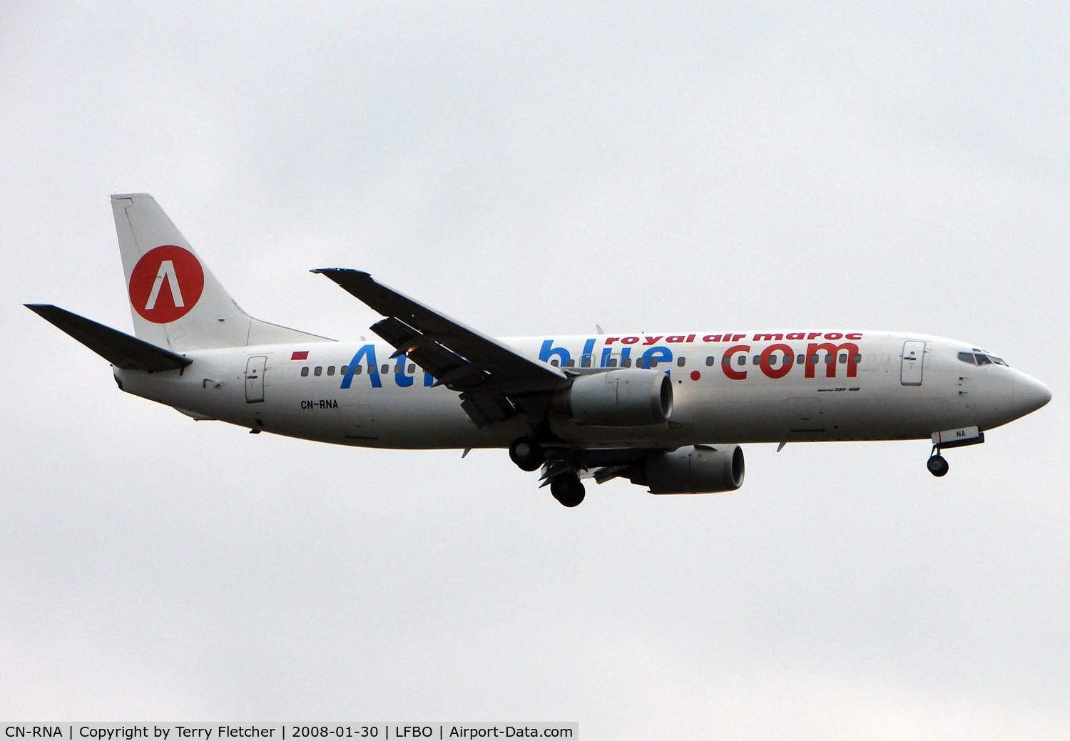 CN-RNA, 1993 Boeing 737-4B6 C/N 26531, Atlas Blue B737 landing at Toulouse