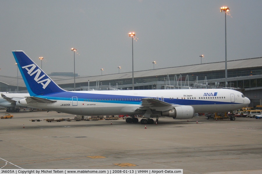 JA605A, 2002 Boeing 767-381/ER C/N 32974, ANA at Hong-Kong
