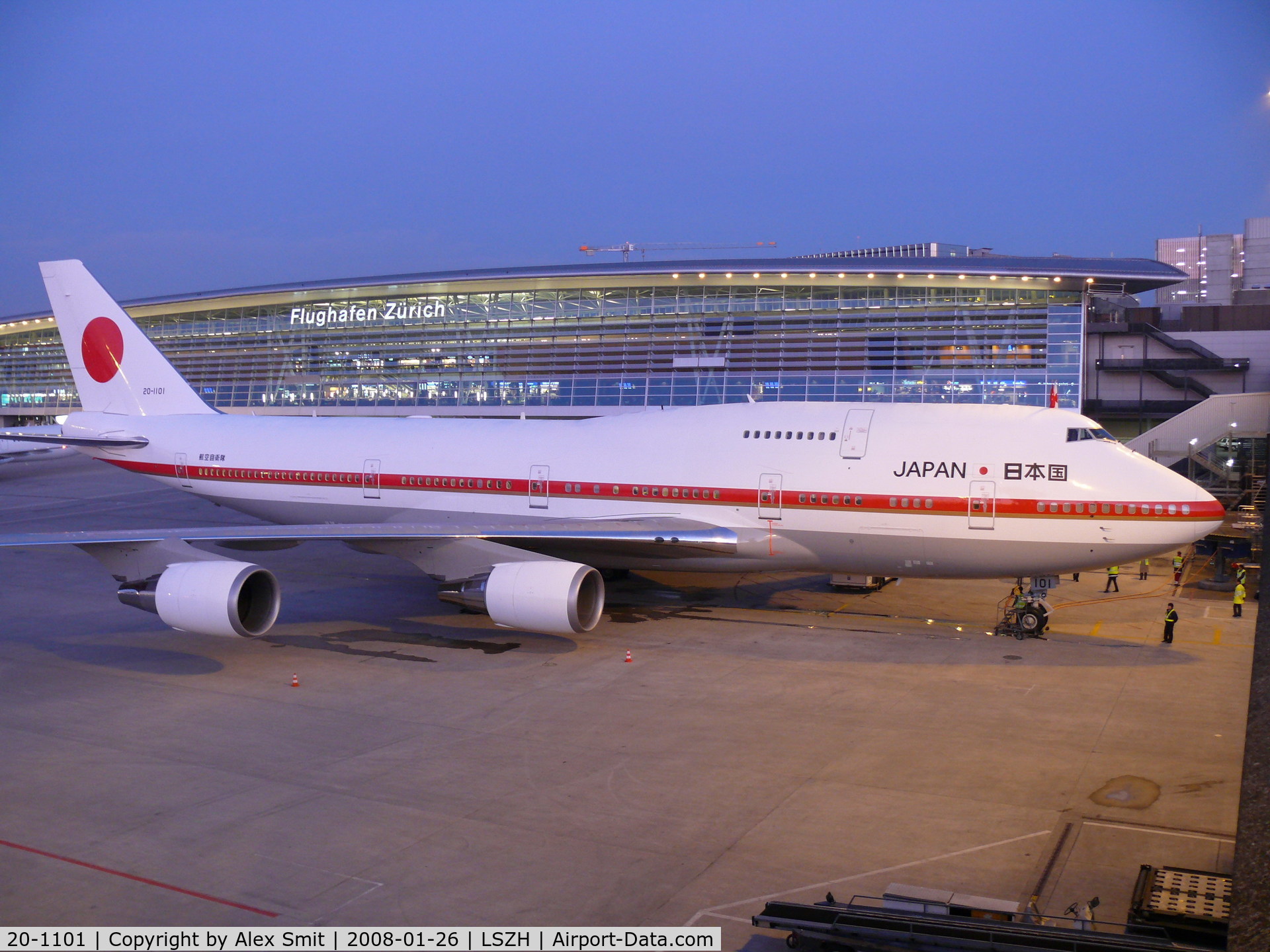 20-1101, 1990 Boeing 747-47C C/N 24730, JASDF Jumbo 20-1101 parked at Zürich