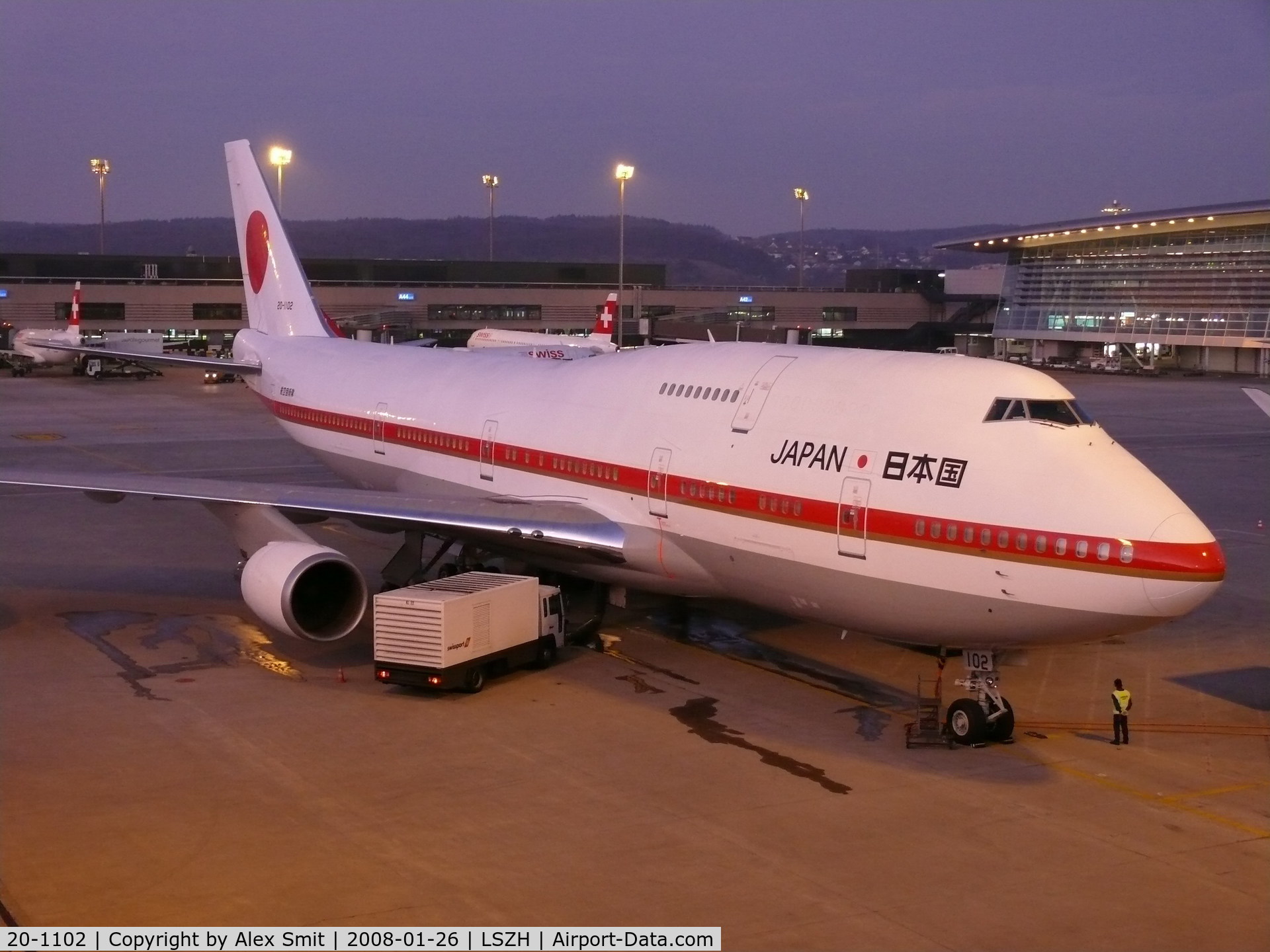 20-1102, 1991 Boeing 747-47C C/N 24731/0839, JASDF Jumbo parked at Zürich IAP