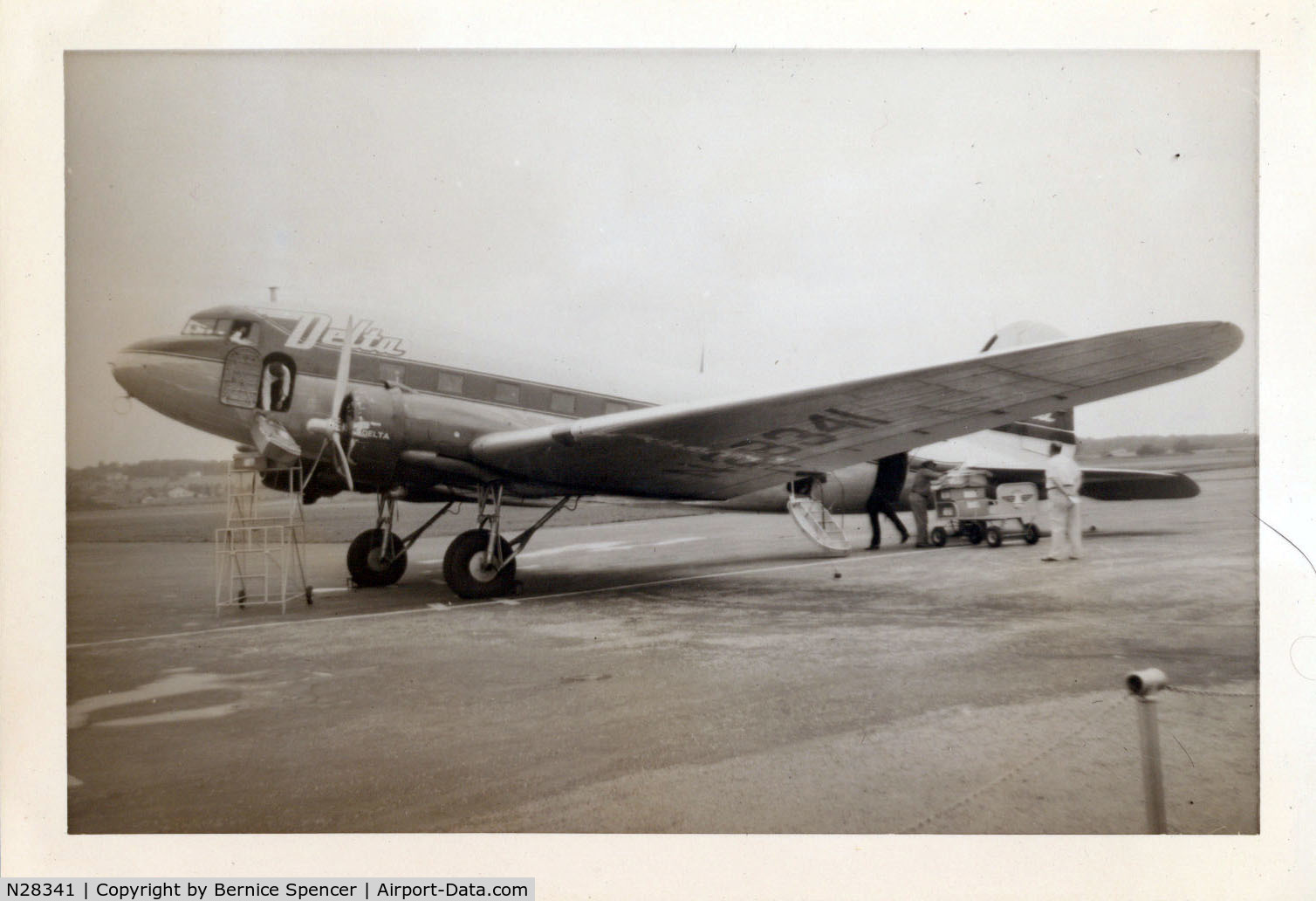 N28341, 1940 Douglas DC-3-G202A C/N 3278, Probably taken at Greenville, SC at some point in the late 40s or early 50s