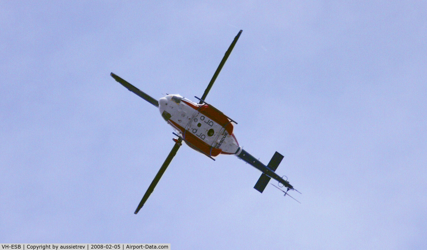 VH-ESB, 1994 Bell 412EP C/N 36087, On duty over the Gold Coast during widespread flooding