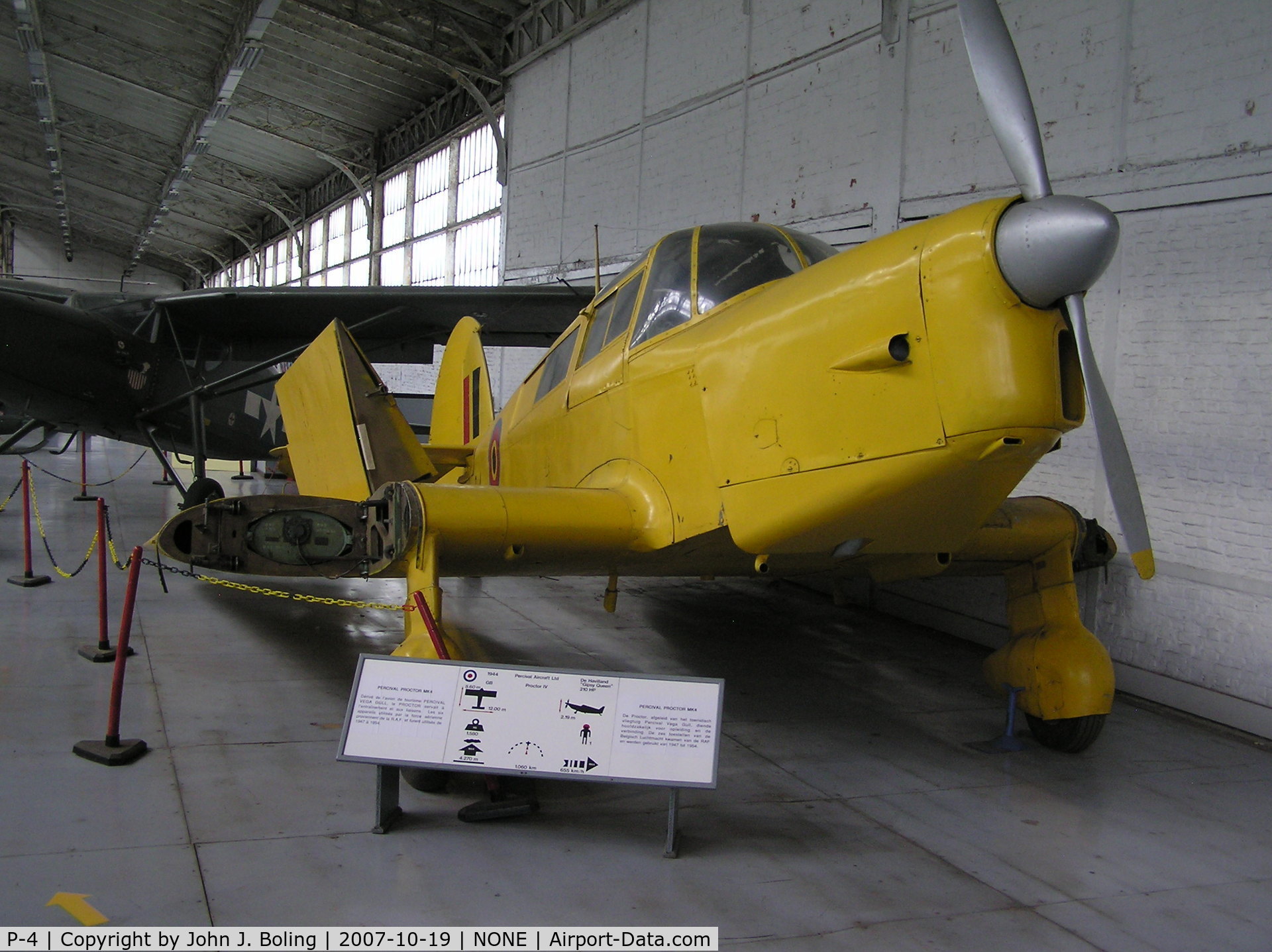 P-4, 1944 Percival P-31 Proctor 4 C/N H-578, Percival Proctor MK4 on display at Brussels Air Museum