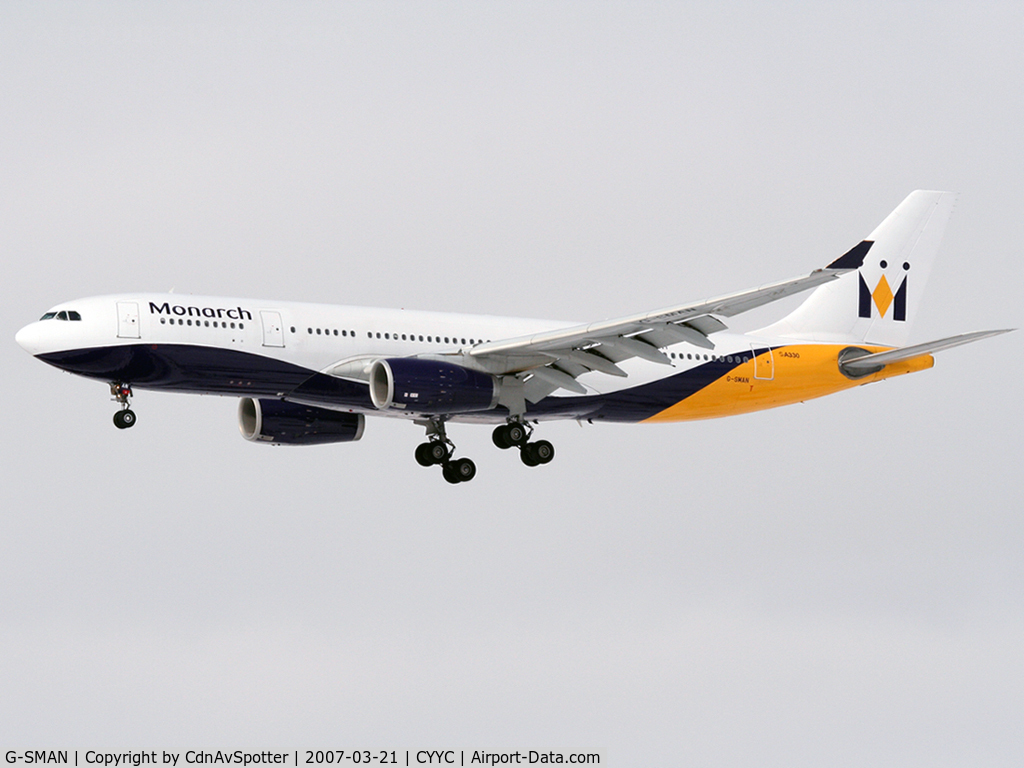 G-SMAN, 1999 Airbus A330-243 C/N 261, Arriving from Manchester, On final for Rwy 16 on a really cold first day of Spring
