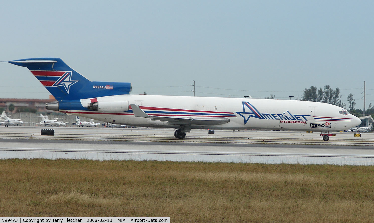 N994AJ, 1975 Boeing 727-233F C/N 20942, Amerijet B727 taxying to the ramp in Cargo at Miami