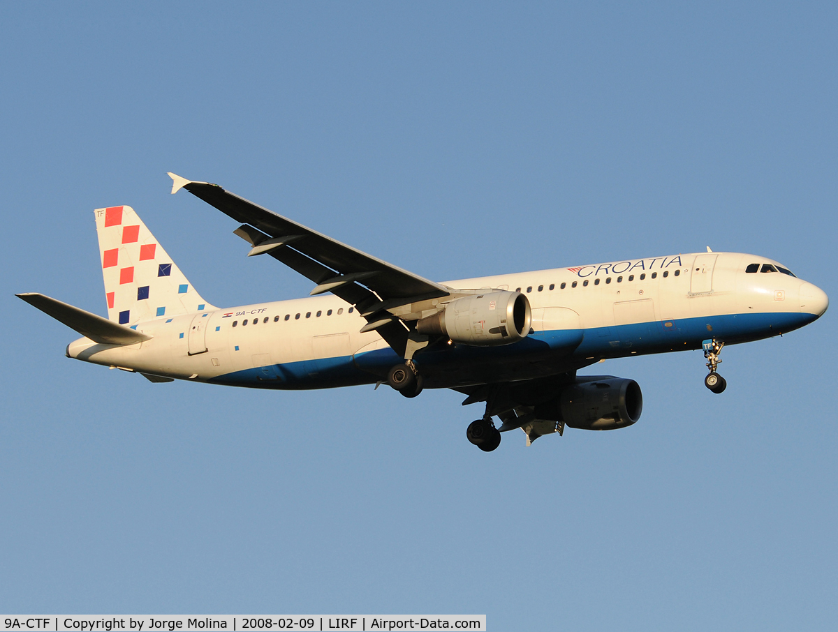 9A-CTF, 1991 Airbus A320-211 C/N 258, On short final to RWY 16L.