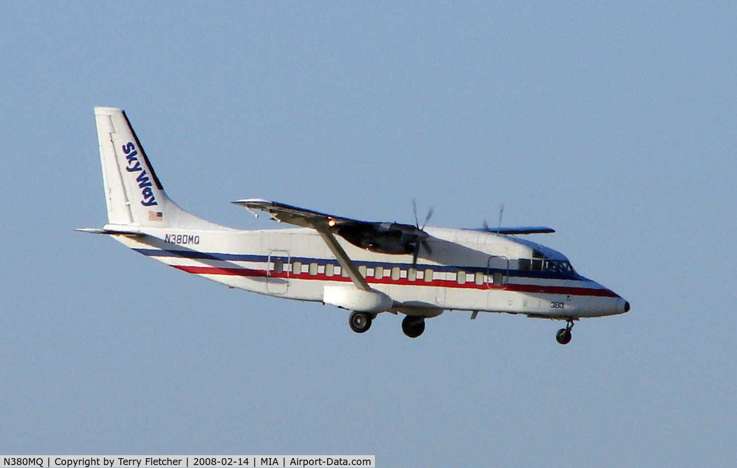 N380MQ, 1986 Short SD3-60-200 C/N SH3702, Skyway Shorts 360 prepares to land at Miami