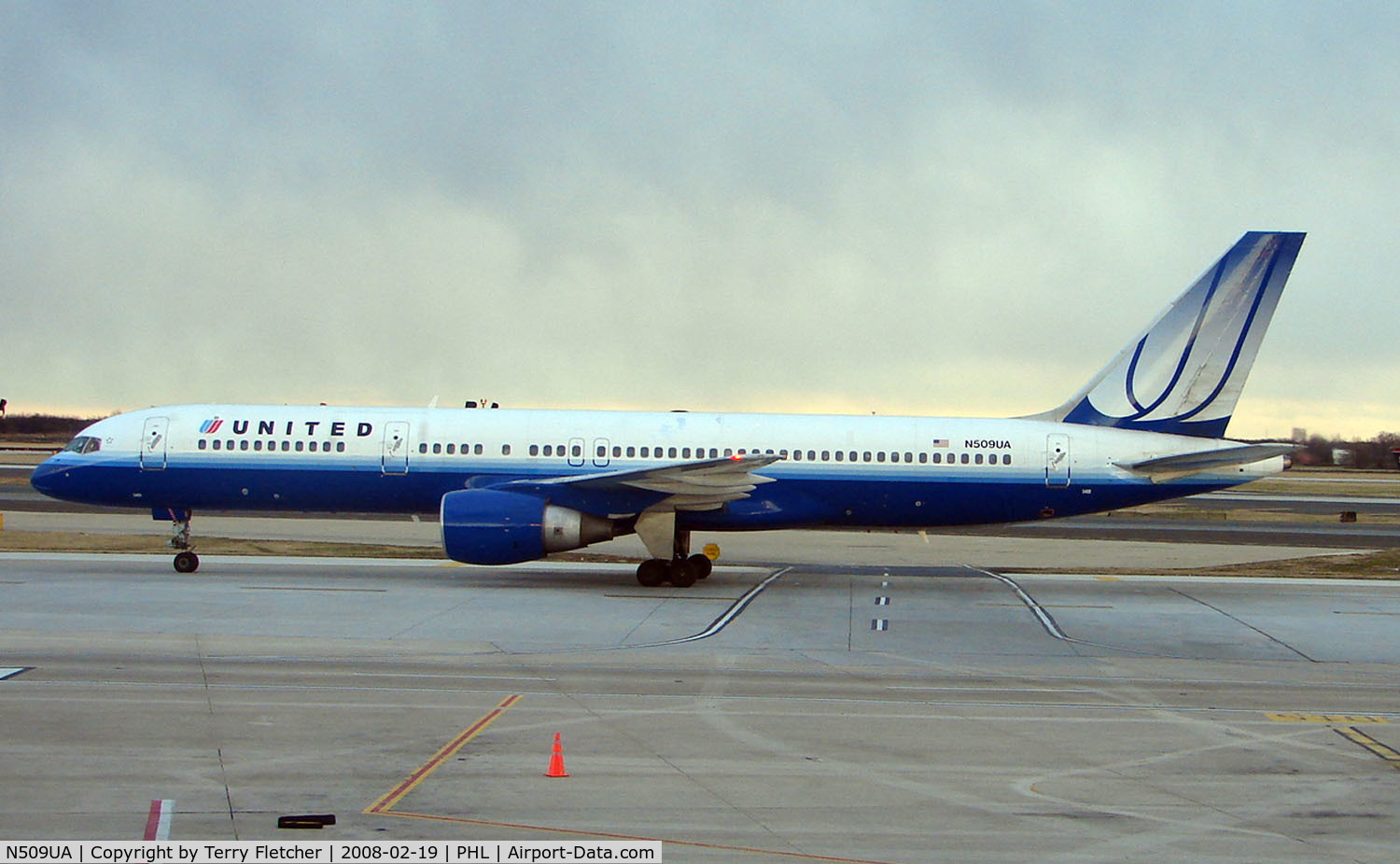 N509UA, 1990 Boeing 757-222 C/N 24763, United 757 makes a second attempt to depart Philadelphia