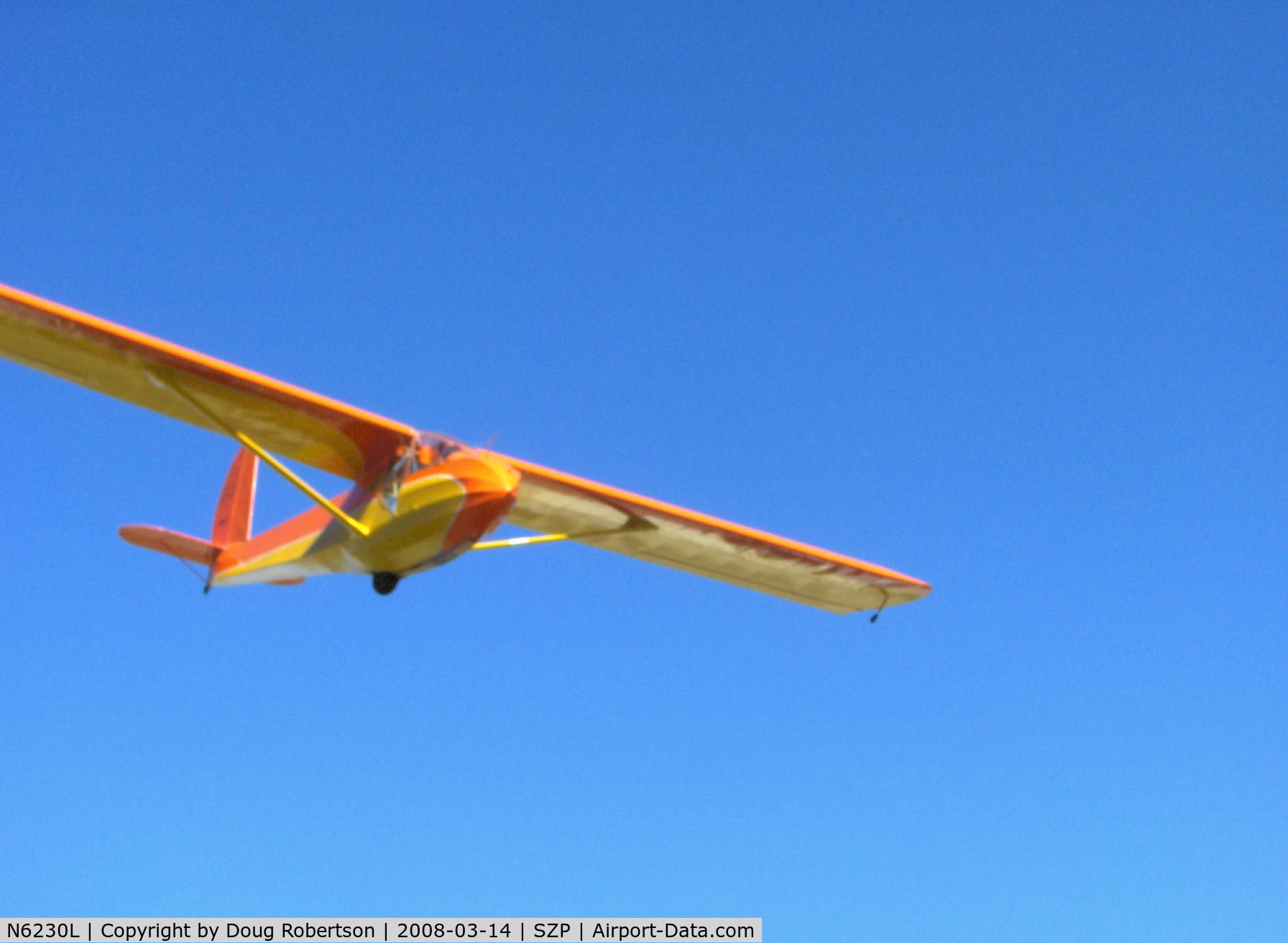 N6230L, 1964 Schweizer SGU 2-22E C/N 182, 1964 Schweizer SGU 2-22E Glider on short final for Rwy 22, solo by 14 year old solo-certificated glider pilot (soloed on 14th birthday- on 3 February 2008)