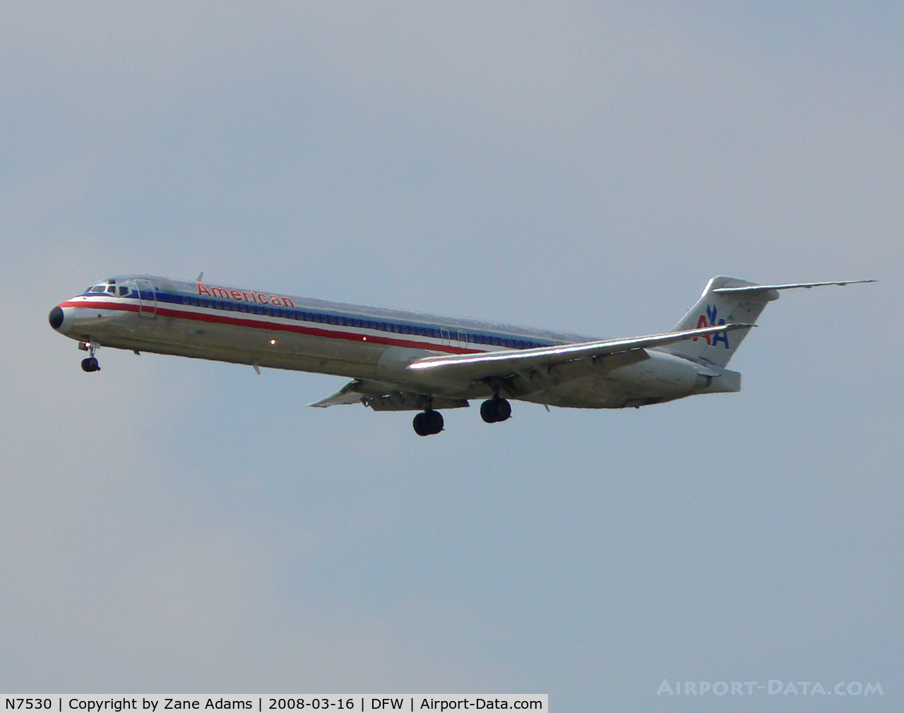 N7530, 1990 McDonnell Douglas MD-82 (DC-9-82) C/N 49922, American Airlines Landing 18R at DFW