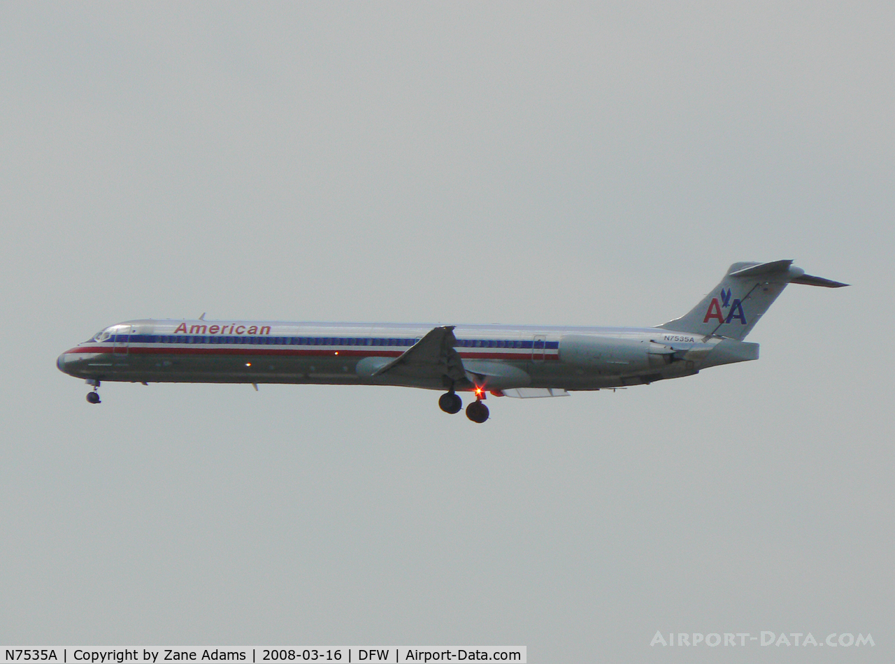 N7535A, 1990 McDonnell Douglas MD-82 (DC-9-82) C/N 49989, American Airlines Landing 18R at DFW
