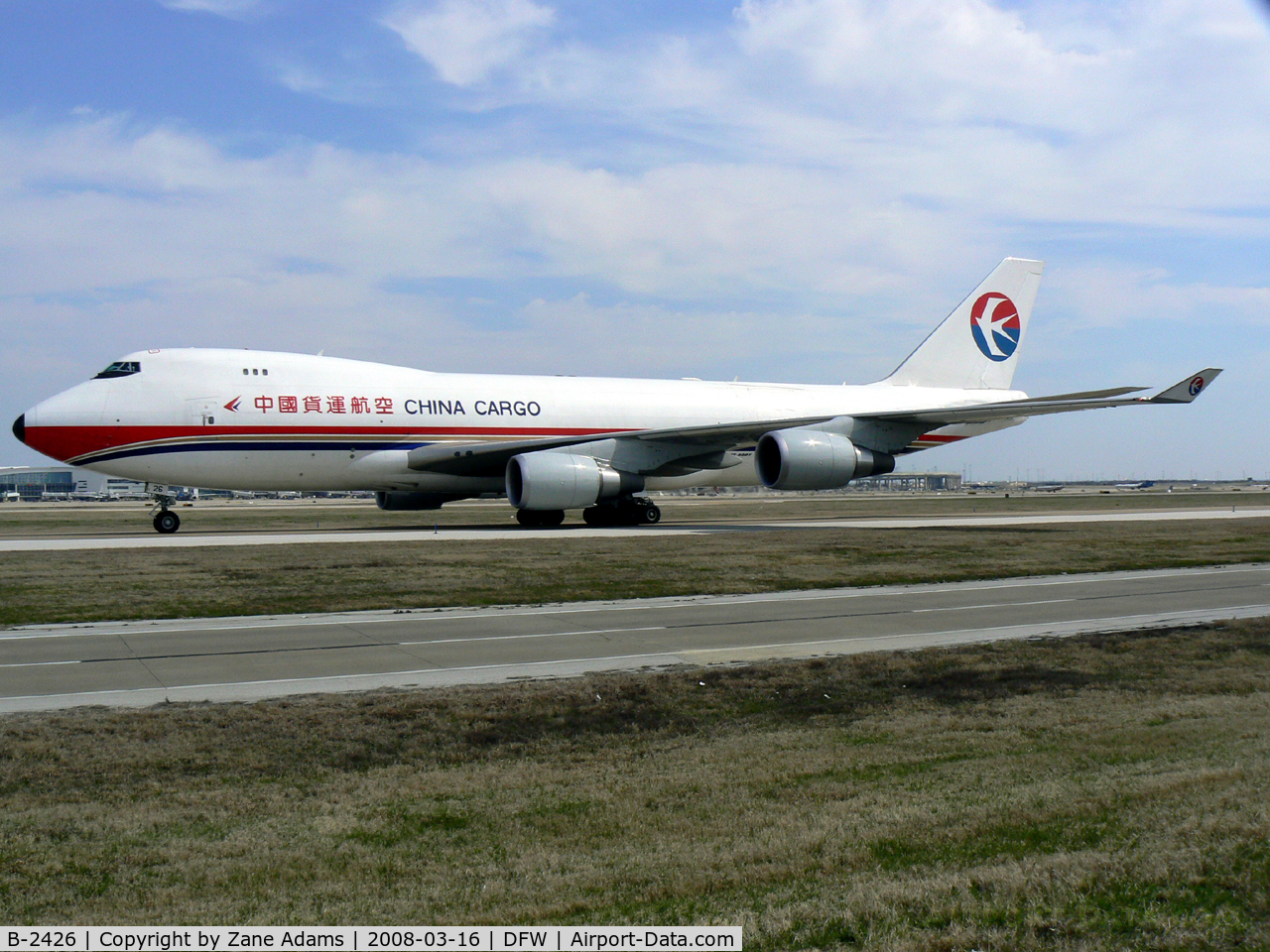 B-2426, 2007 Boeing 747-40BF/ER/SCD C/N 35208/1392, China Cargo on the taxiway at DFW