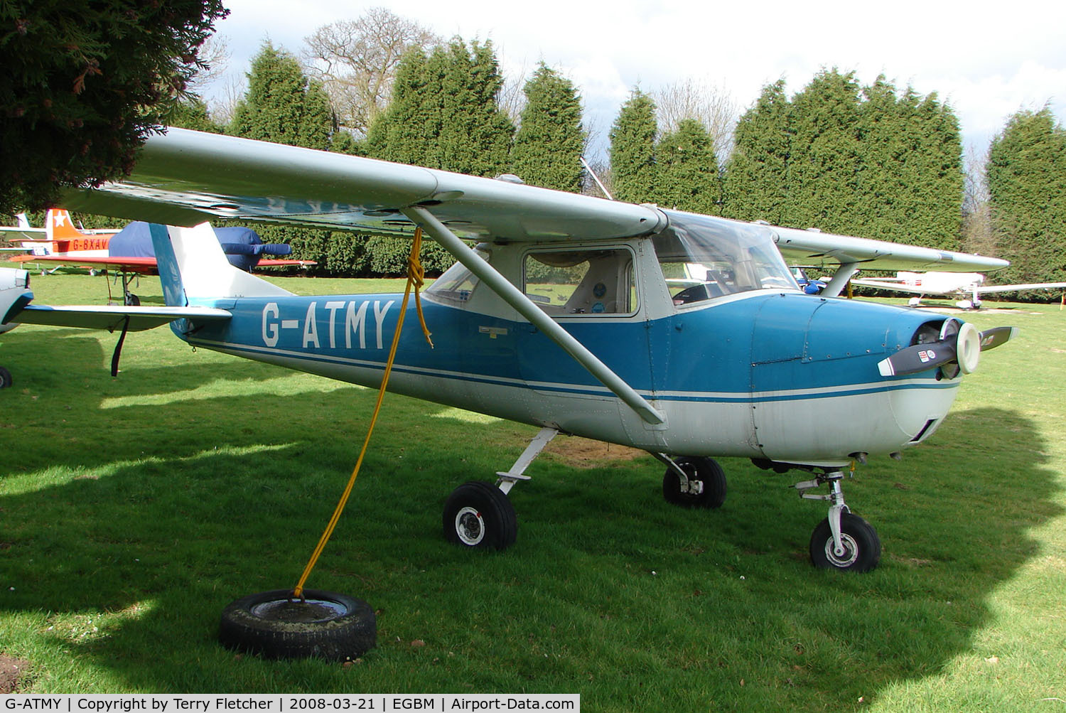 G-ATMY, 1965 Cessna 150F C/N 150-62642, This 1965 Cessna 150F tied down at Tatenhill in March 2008