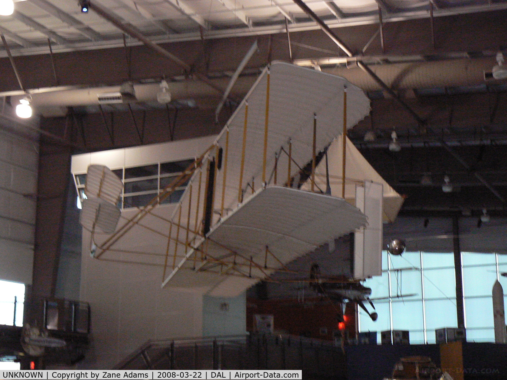 UNKNOWN, , Wright Flyer replica hanging in the Frontiers of Flight Museum