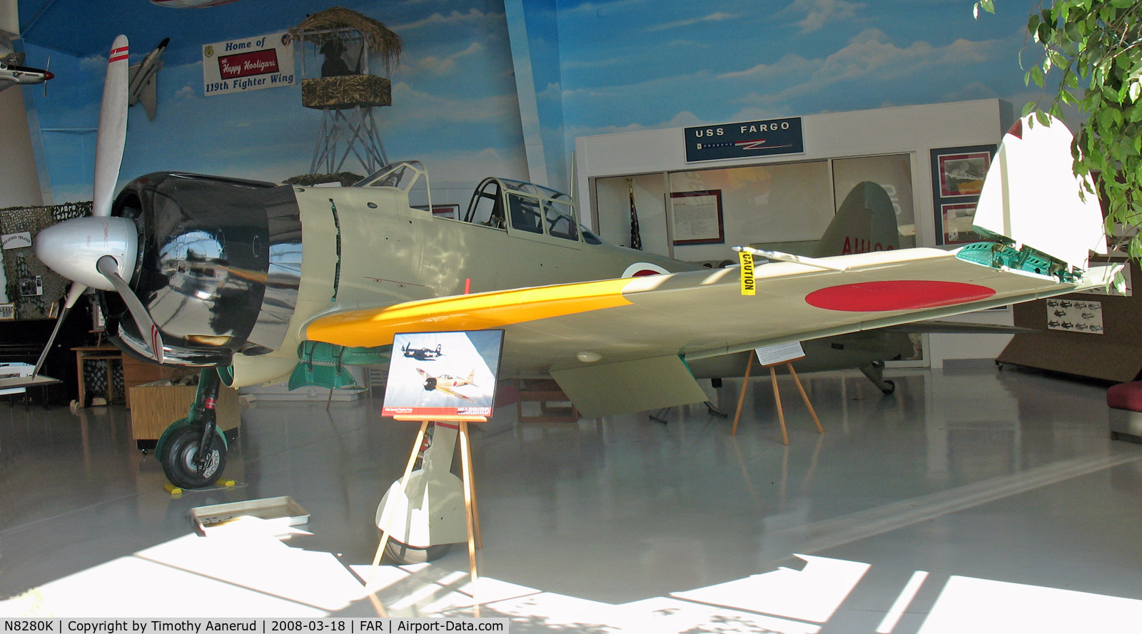 N8280K, 1941 Nakajima A6M2 Model 21 C/N 1498, Fargo Air Museum, Not a replica. Pratt & Wittney powered