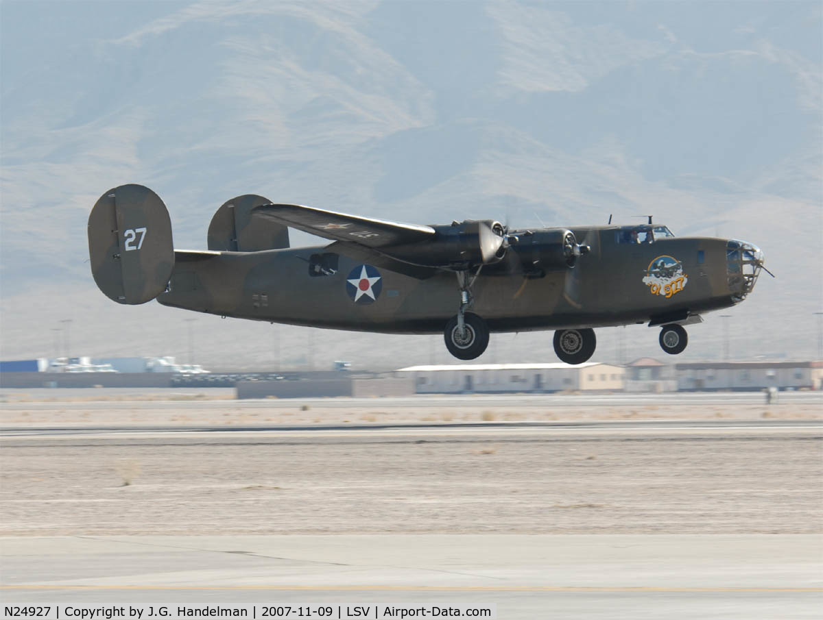 N24927, 1940 Consolidated Vultee RLB30 (B-24) C/N 18, Take off at Nellis AFB NV