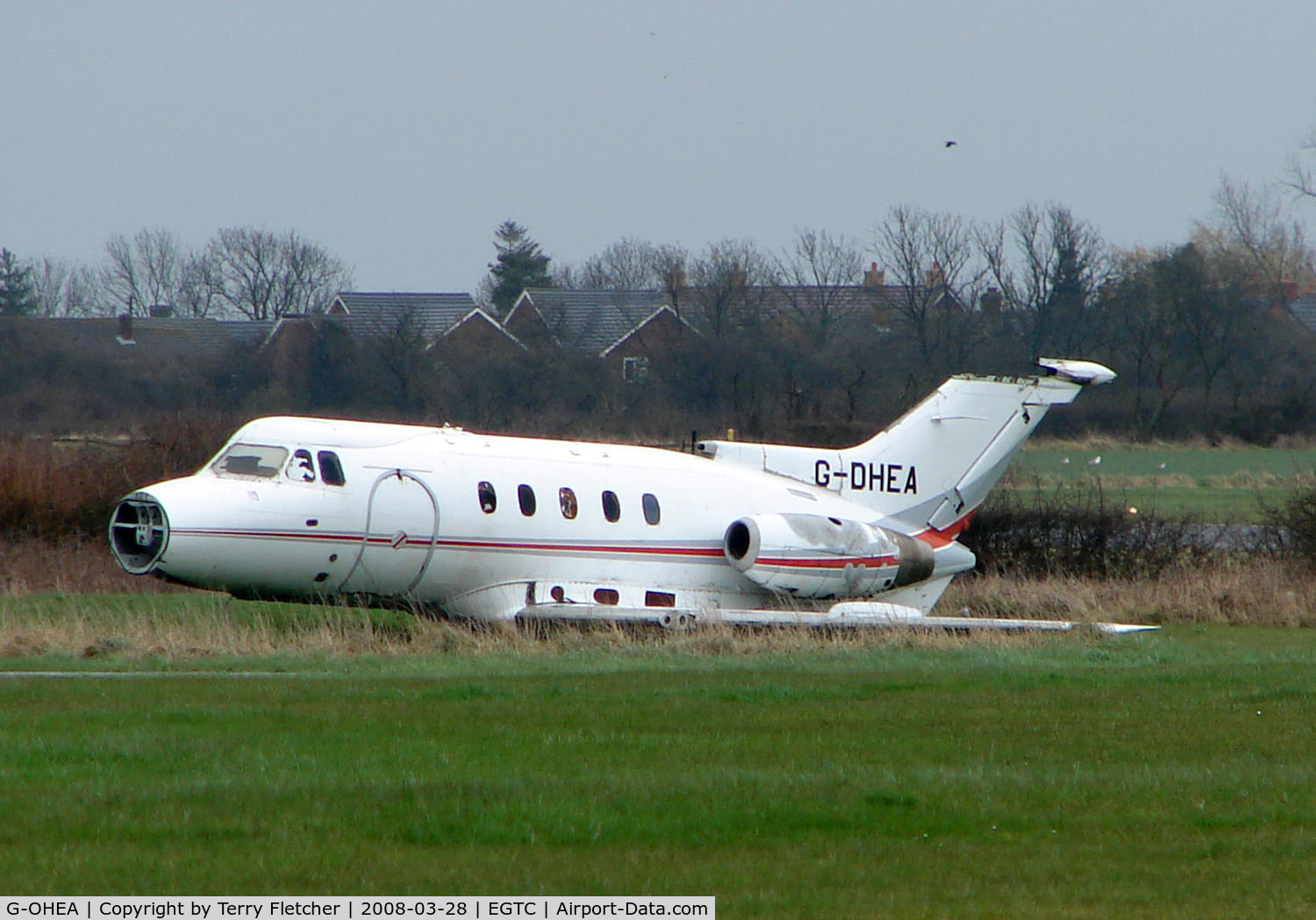 G-OHEA, 1967 Hawker Siddeley HS.125 Series 3B/RA C/N 25144, Although WFU many years ago - remains on dump at Cranfield