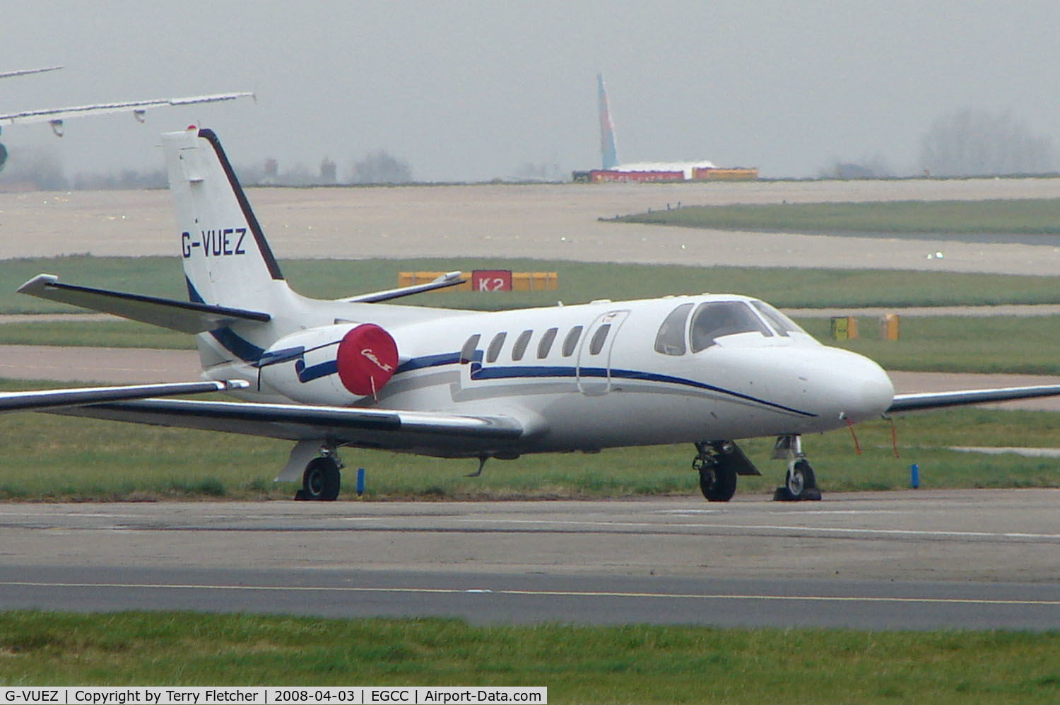 G-VUEZ, 1979 Cessna 550 Citation II C/N 550-0008, Cessna 550 parked on the remote executive ramp at Manchester