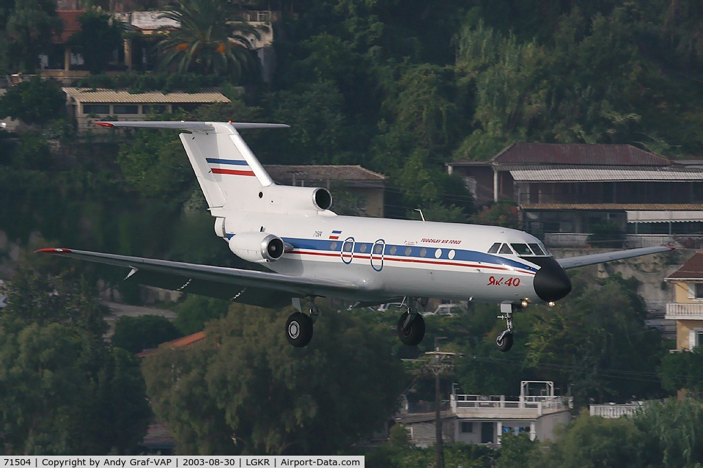 71504, Yakovlev Yak-40 C/N 9231523, Yugoslav Air Force Y40