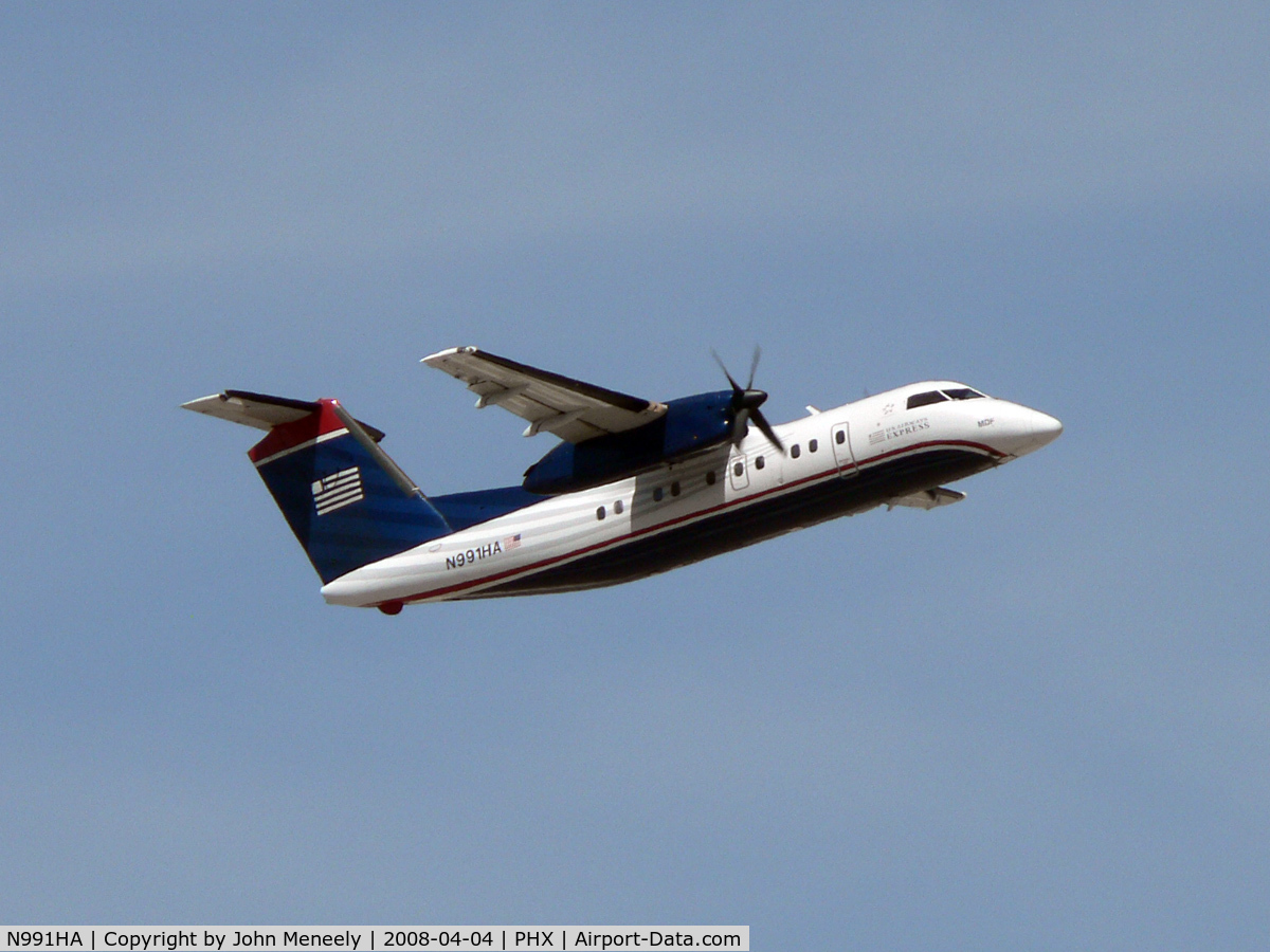 N991HA, 1996 De Havilland Canada DHC-8-202 Dash 8 C/N 431, Departing PHX