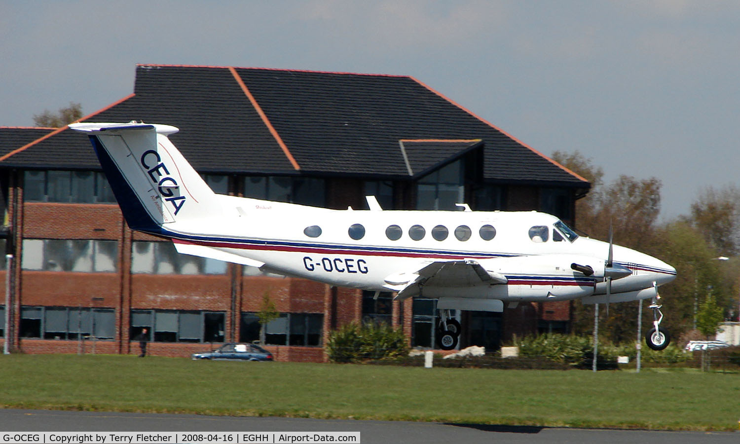 G-OCEG, 1980 Beech B200 King Air C/N BB-588, Cega's Beech 200 arriving at Bourne,outh in April 2008