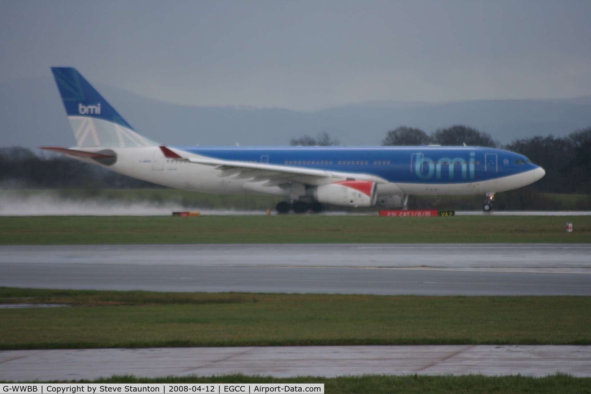 G-WWBB, 2001 Airbus A330-243 C/N 404, Taken at Manchester Airport on a typical showery April day