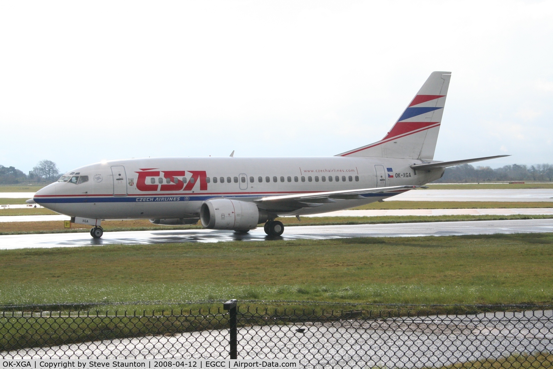 OK-XGA, 1992 Boeing 737-55S C/N 26539, Taken at Manchester Airport on a typical showery April day