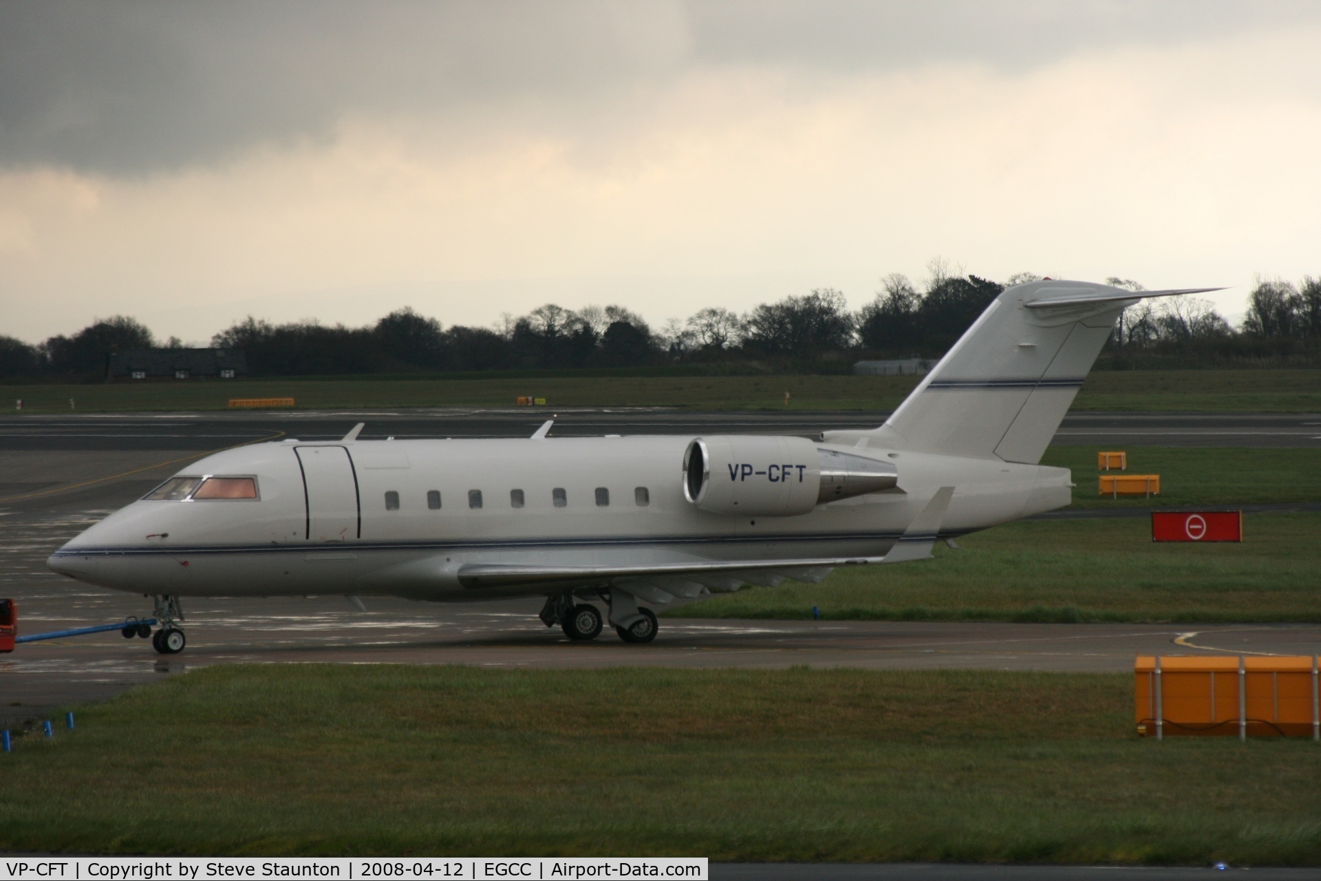 VP-CFT, 1990 Canadair Challenger 601-3A (CL-600-2B16) C/N 5067, Taken at Manchester Airport on a typical showery April day