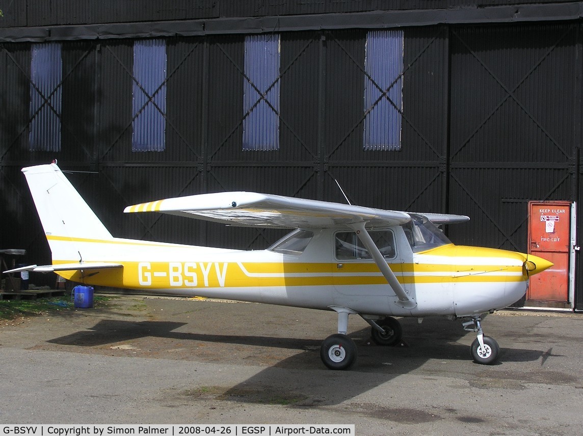 G-BSYV, 1976 Cessna 150M C/N 150-78371, Cessna 150 awaiting attention at Sibson