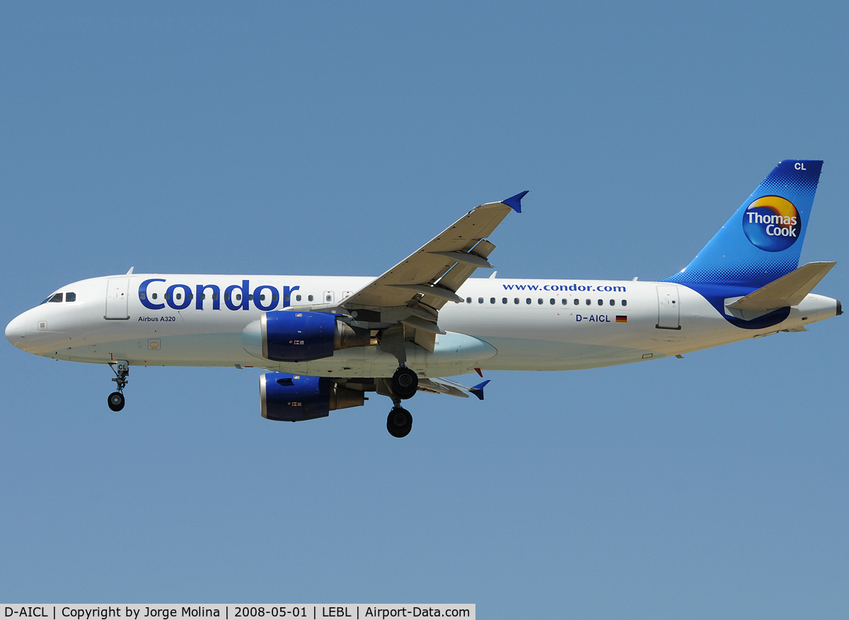 D-AICL, 2001 Airbus A320-212 C/N 1437, Condor titles and Thomas Cook livery...