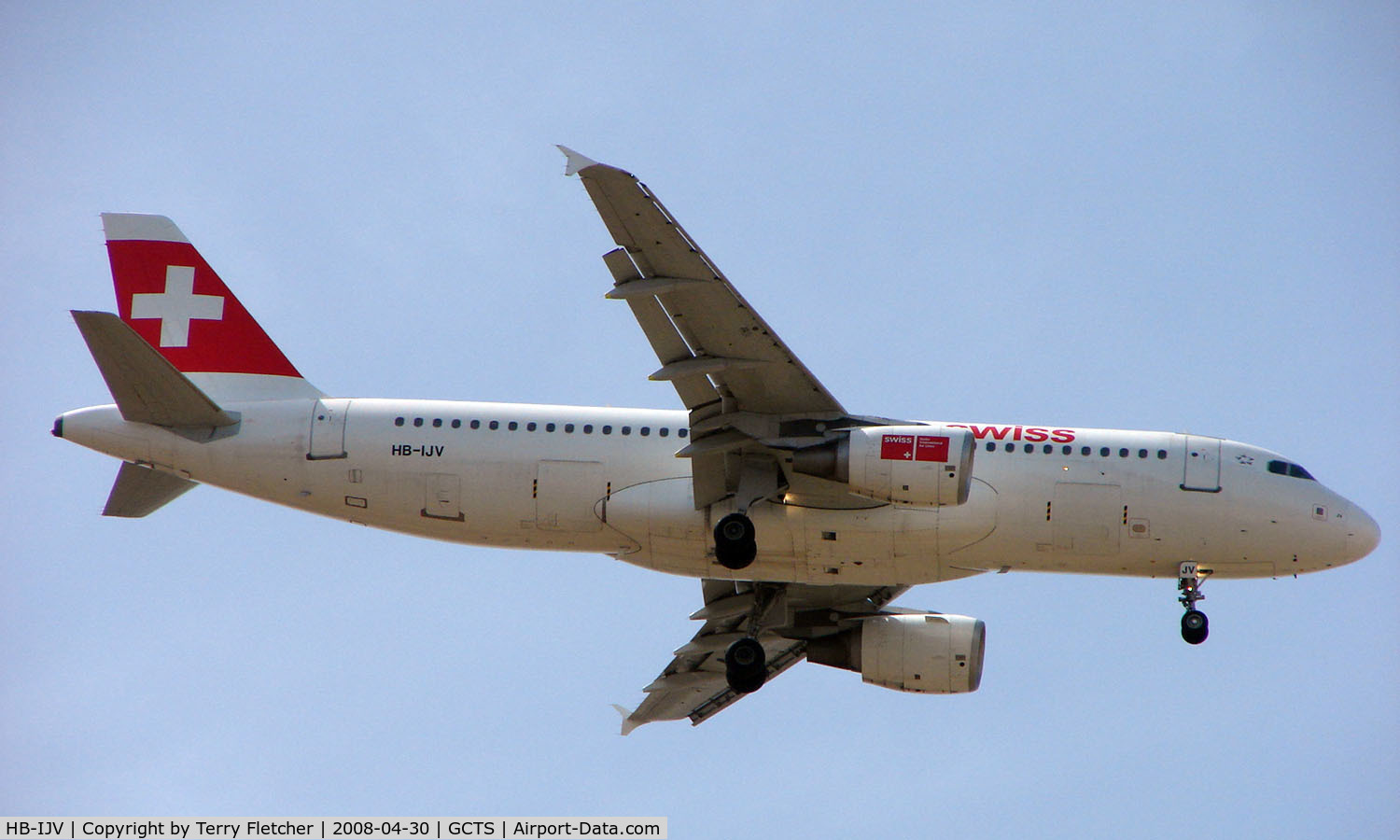 HB-IJV, 2003 Airbus A320-214 C/N 2024, Swiss A320 approaching Tenerife South