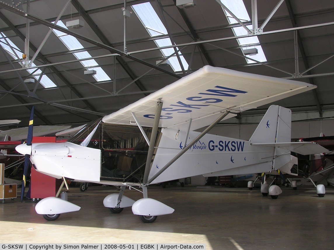 G-SKSW, 2007 Skyranger Swift 912S(1) C/N BMAA/HB/553, SkyRanger in FlyLight hangar at Sywell