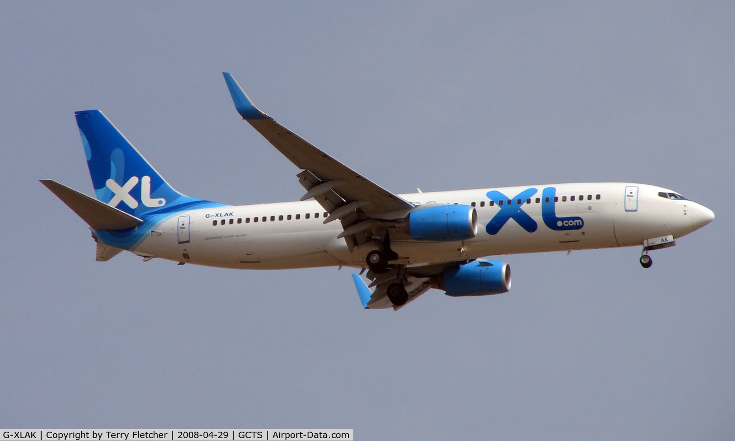 G-XLAK, 2007 Boeing 737-8FH C/N 35092, Excel B737 on approach to Tenerife South