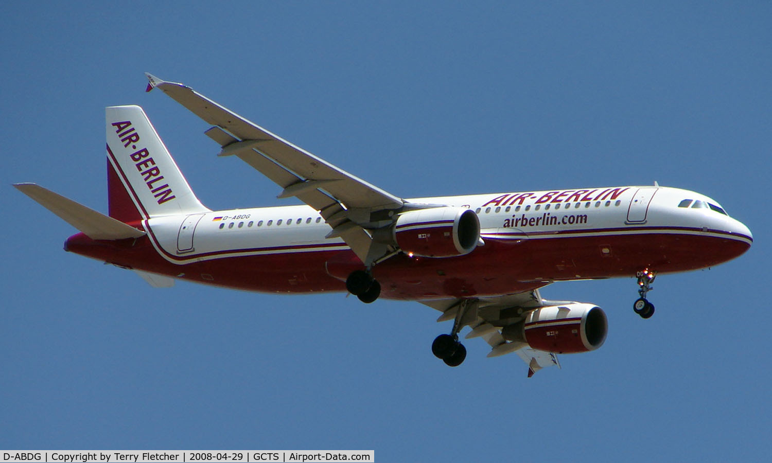 D-ABDG, 1999 Airbus A320-214 C/N 2835, Air Berlin A320 on Approach to Tenerife South