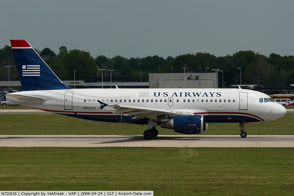 N722US, 1999 Airbus A319-112 C/N 1097, US Airways Airbus 319
