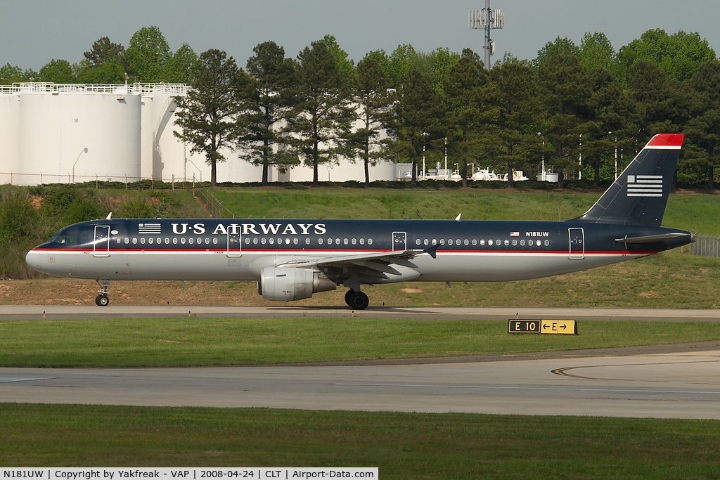 N181UW, 2001 Airbus A321-211 C/N 1531, US AIrways Airbus 321