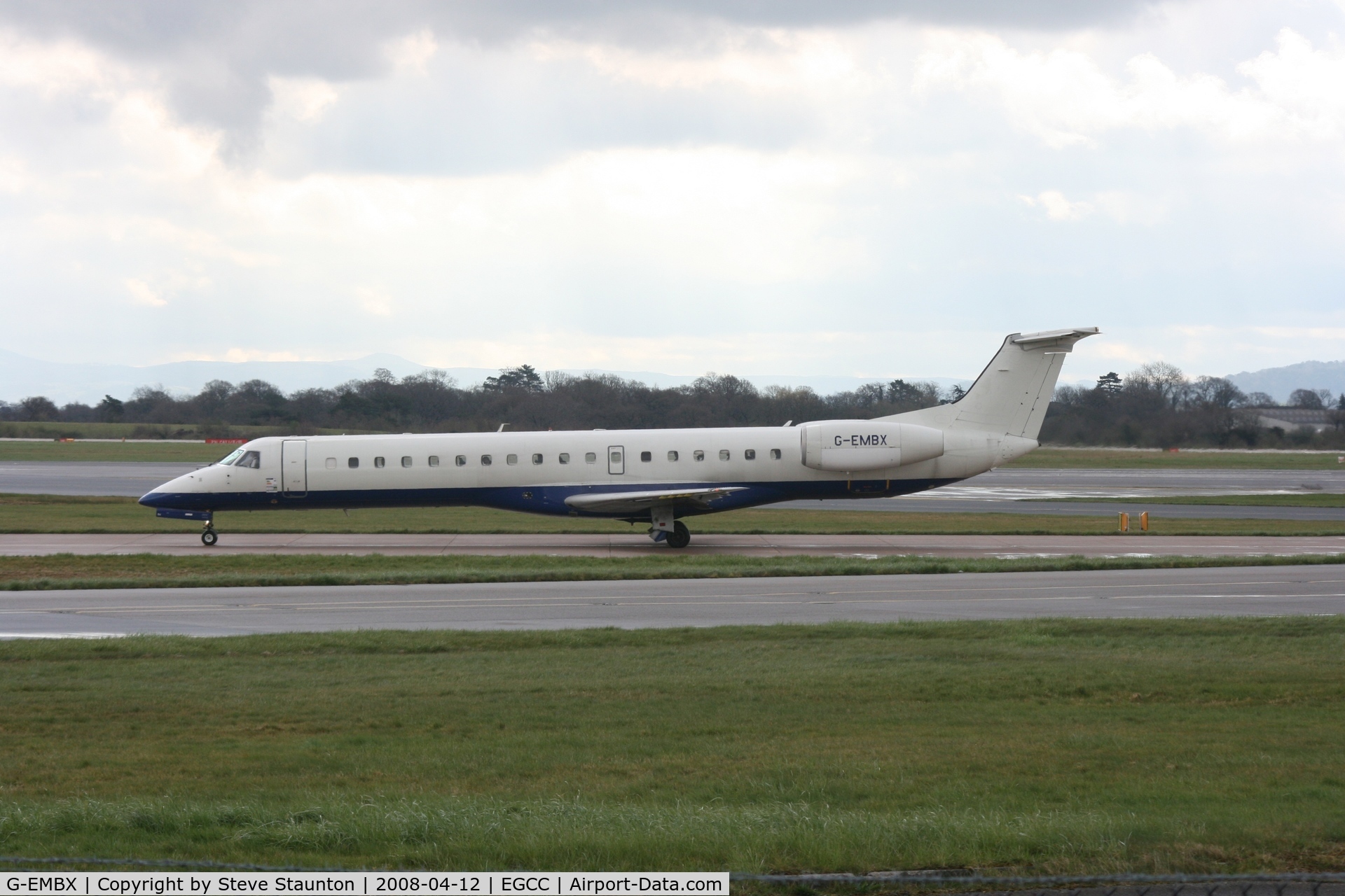 G-EMBX, 2002 Embraer EMB-145EU (ERJ-145EU) C/N 145573, Taken at Manchester Airport on a typical showery April day